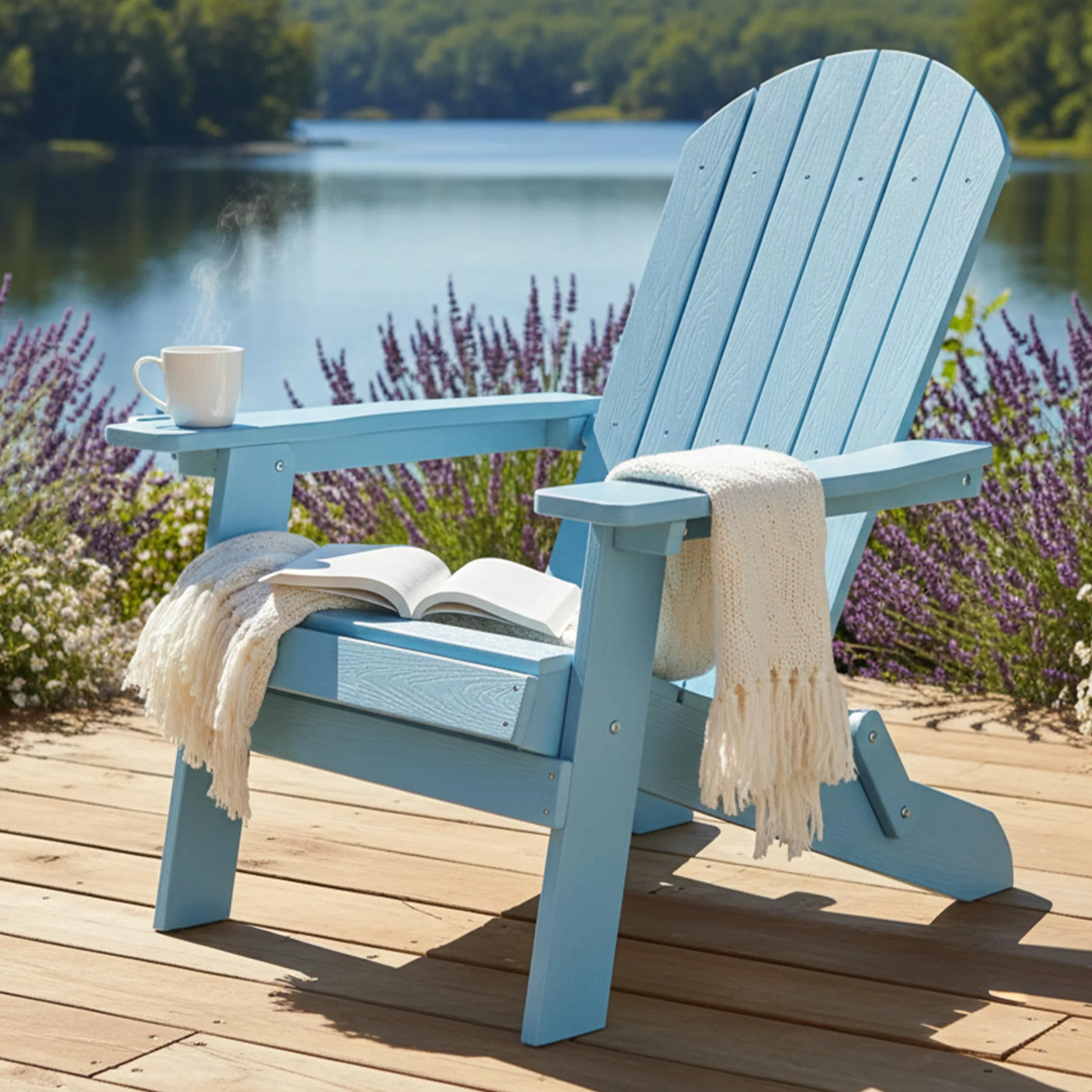 AXI Claire Sedia Adirondack plastica azzurra 84,5 x 77 x 95,5 cm sedia da giardino a sdraio