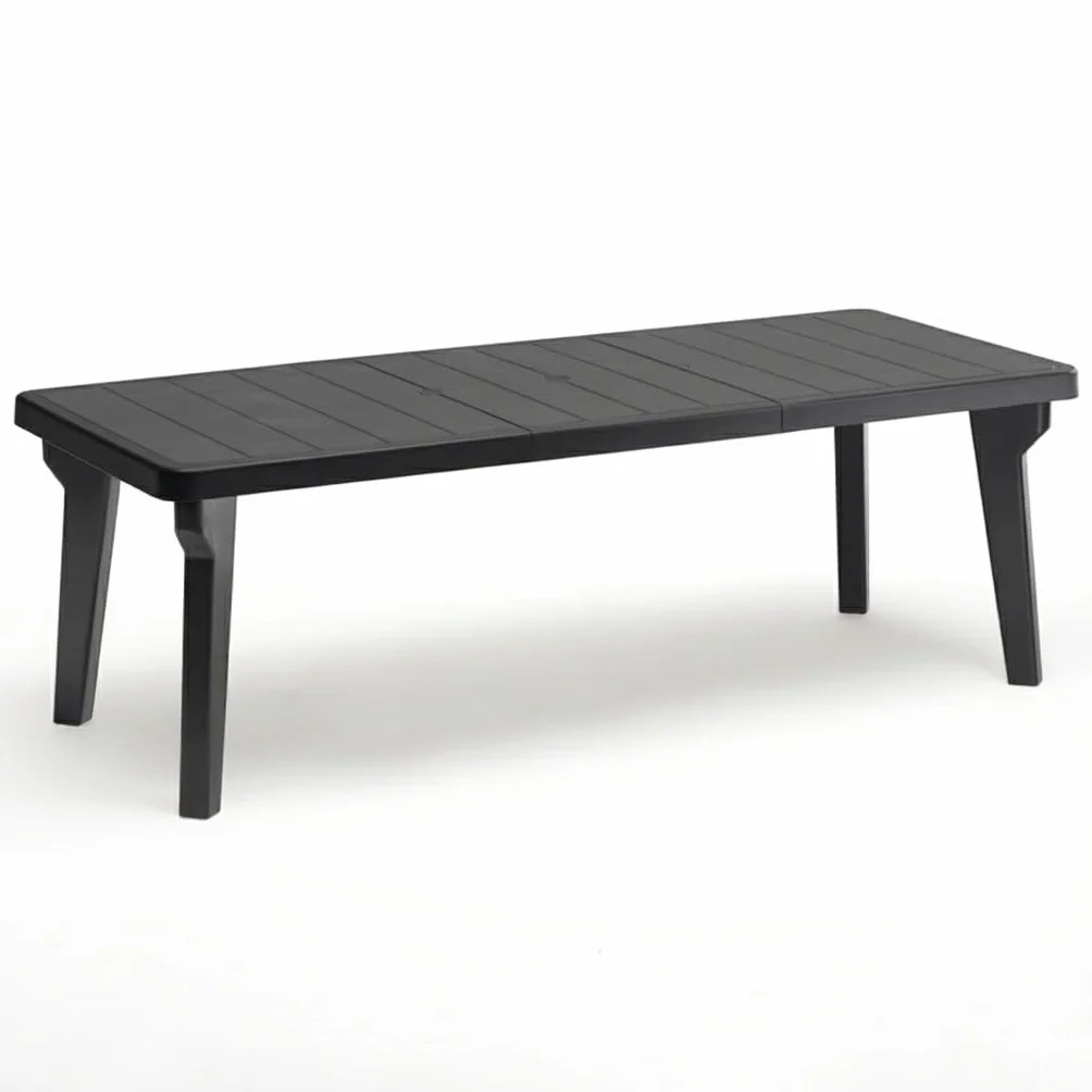 Tomaino Set Tavolo E 6 Sedie Da Giardino In Plastica Allungabile Impilabile Norden Nero
