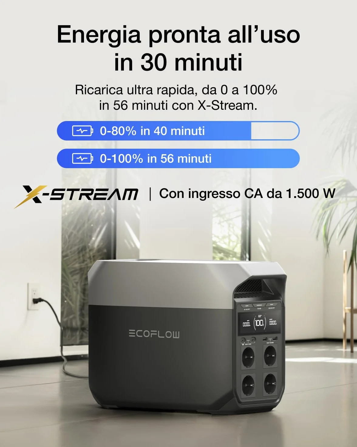 EcoFlow Centrale elettrica portatile DELTA 3 1024Wh LFP batteria espandibile 5kWh Ricondizionato