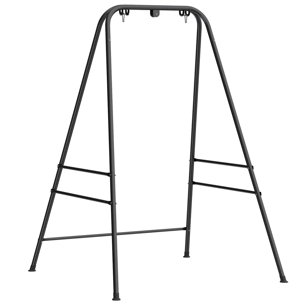 Outsunny Supporto per sedia sospesa e amaca, 183 cm, supporto per altalena con struttura in acciaio, cuscinetti antiscivolo e 2 moschettoni, per interni ed esterni, carico 150 kg, nero