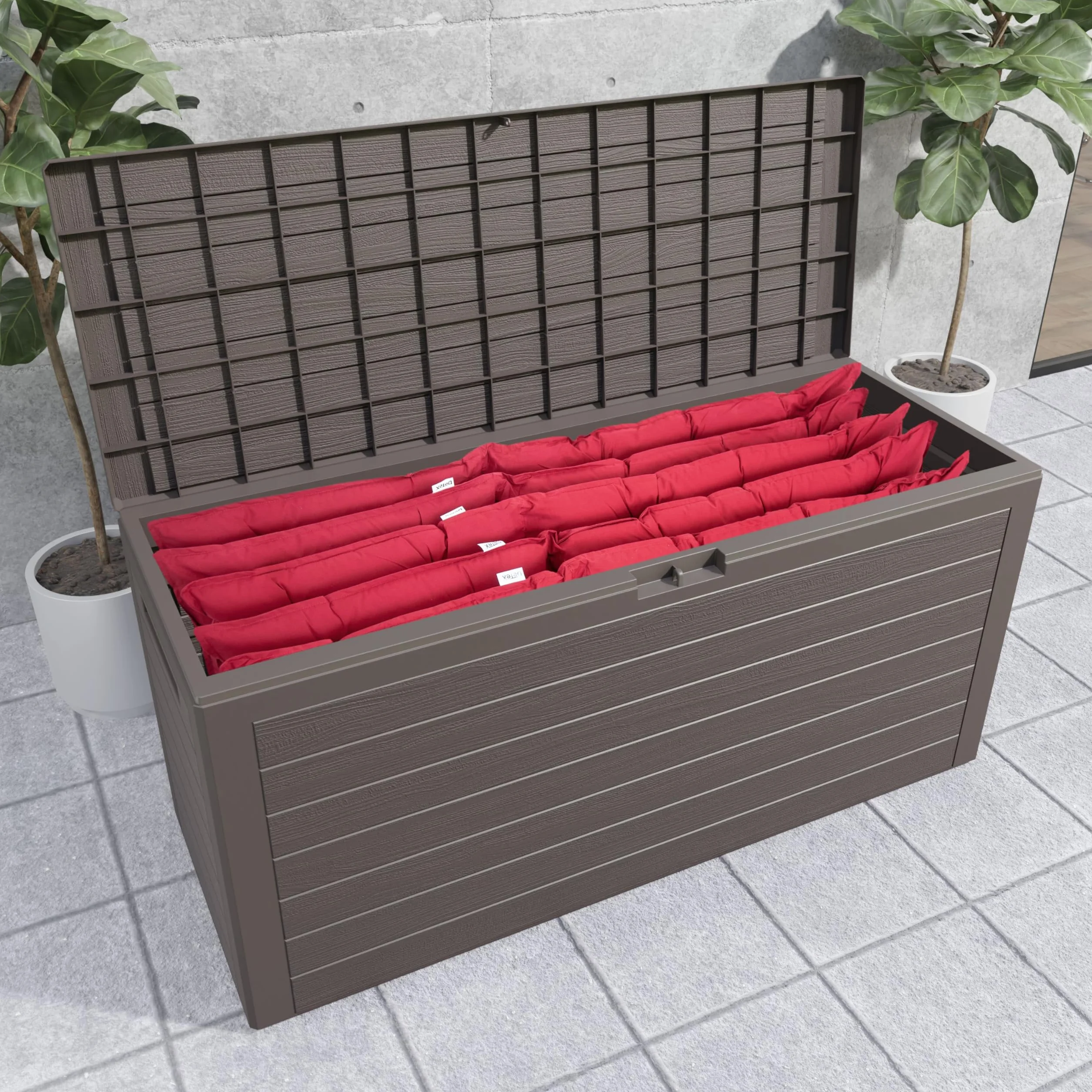 Casaria® Baule da Giardino XXL 280L Effetto Legno Cassapanca Richiudibile 116x43x55cm Box Multibox Contenitore Cuscini