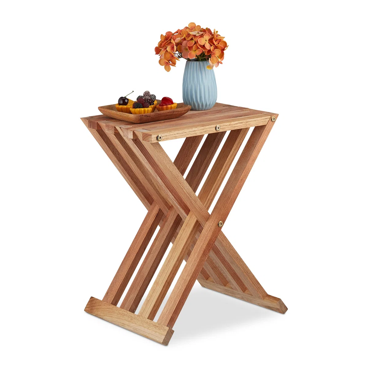 Relaxdays Tavolino Pieghevole Legno Noce 44,5x34x28 cm Marrone Naturale
