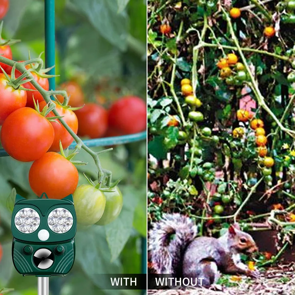Repellente Gatti Ultrasonico Solare Alimentato per Giardino, Impermeabile 5 Modalità Regolabili per Uccelli Topi Volpi