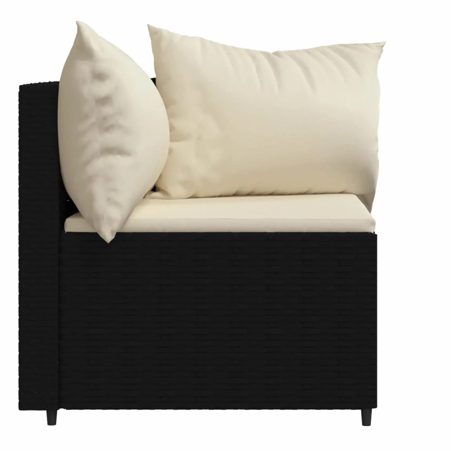 Divani Angolari da Giardino, con Cuscini in Polyrattan Nero e Bianco, Struttura in Acciaio Verniciato a Polvere, Set da 2 Pezzi, 63x63x57,5 cm, per Esterno e Terrazza