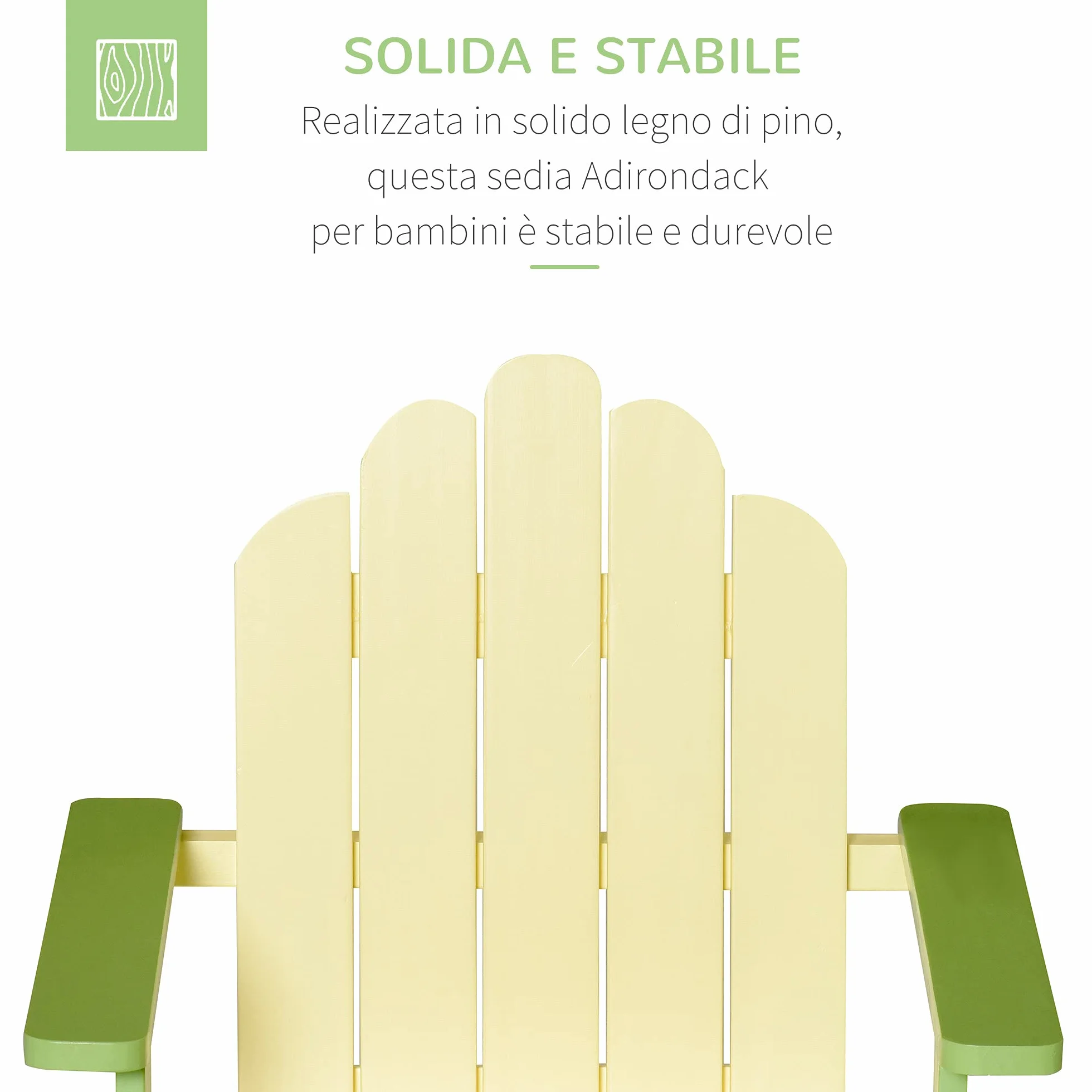 Outsunny Sedia per Bambini da Giardino Adirondack in Legno di Pino Verde