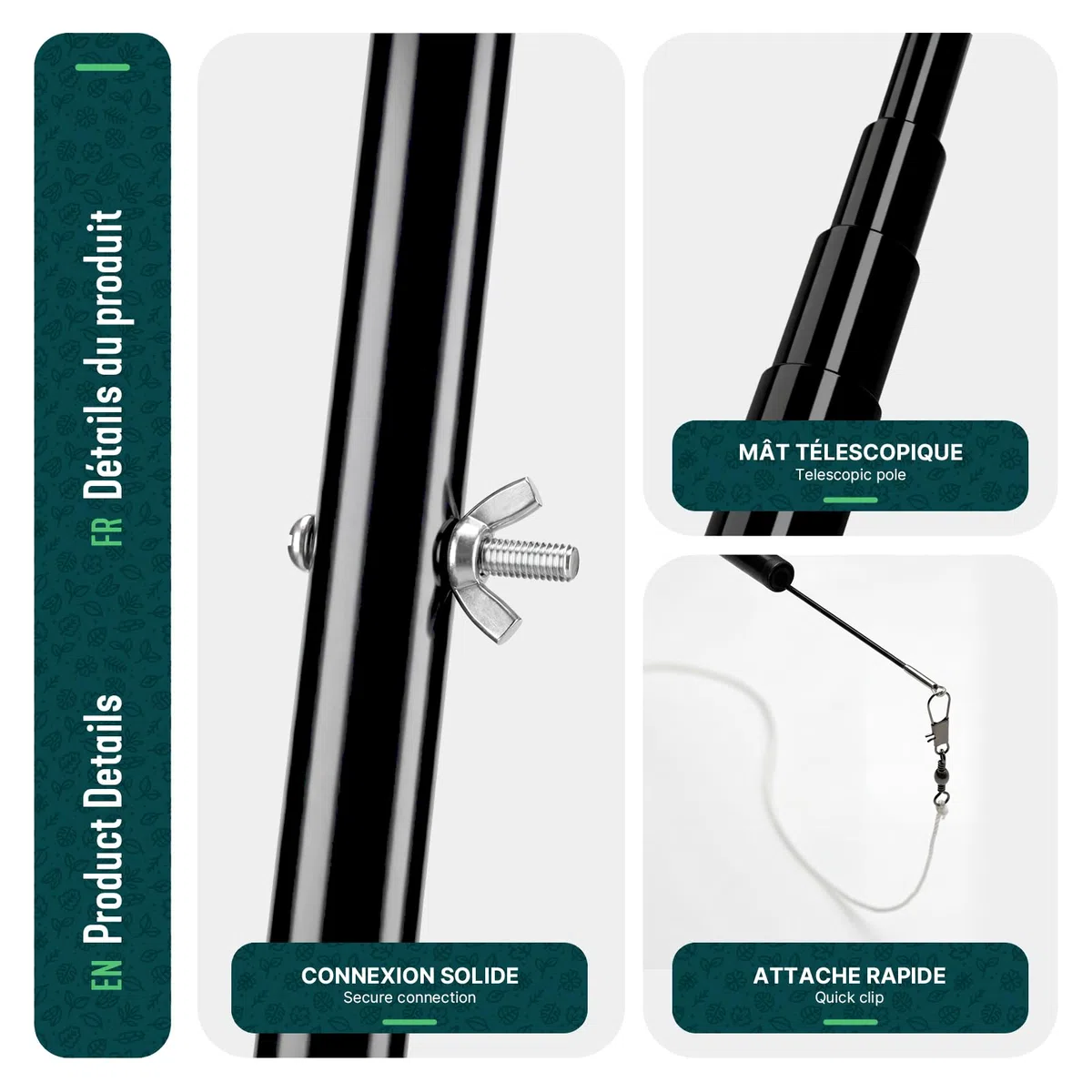 VOUNOT® Spaventapasseri Uccelli con Aquilone Falco Realistico, Dissuasore Uccelli da Esterno con Asta Telescopica 4 m e 2 Aquiloni Intercambiabili, per Giardino, Orto e Fattoria, Modello E&G