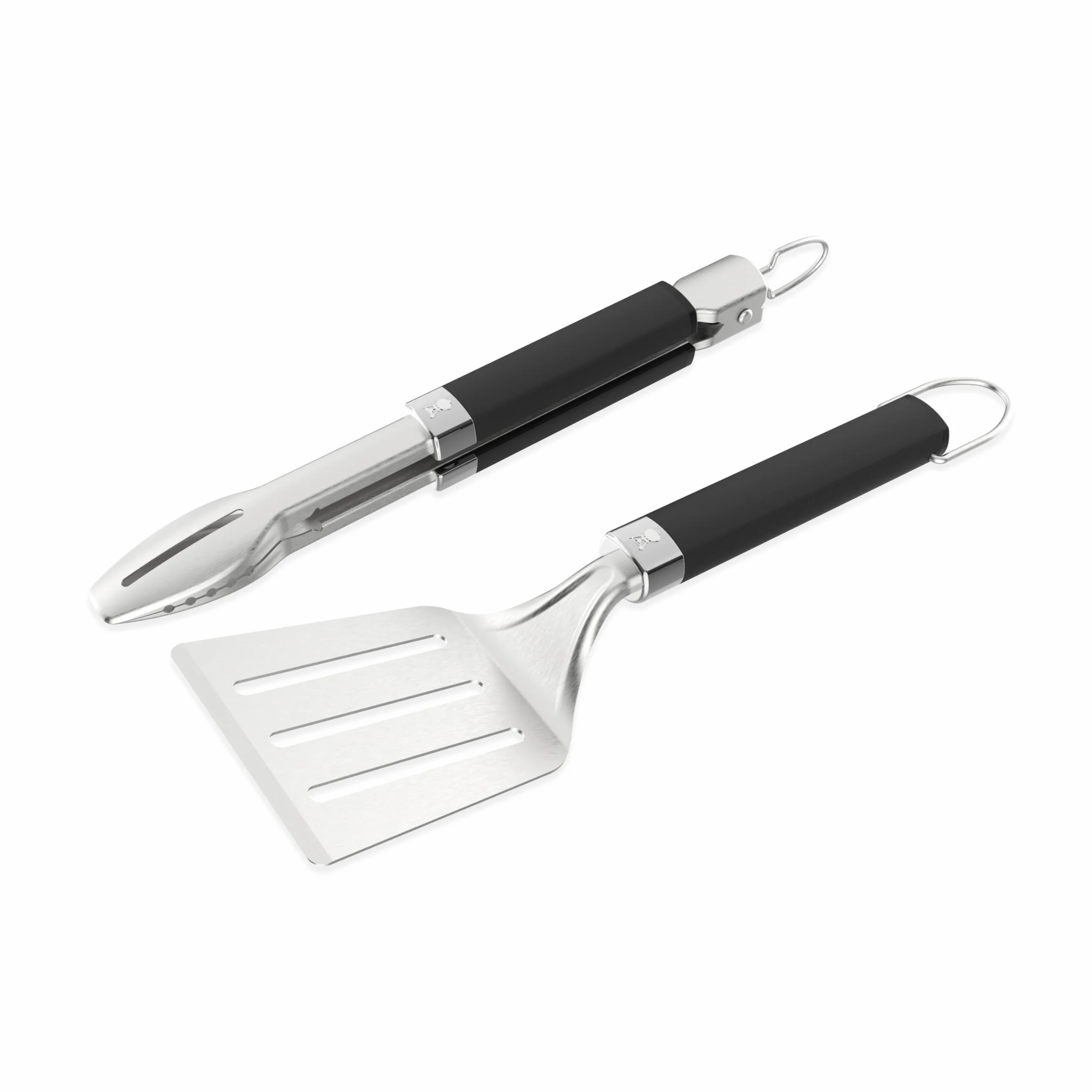 Weber Set Portatile di Utensili per Barbecue (2 Pezzi), Composto da Pinza e spatola, Lavabile in lavastoviglie – Argento/Nero (3400213)