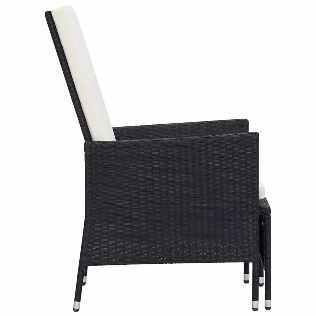 vidaXL Sedia da Giardino Reclinabile con Cuscino in Polyrattan Nero