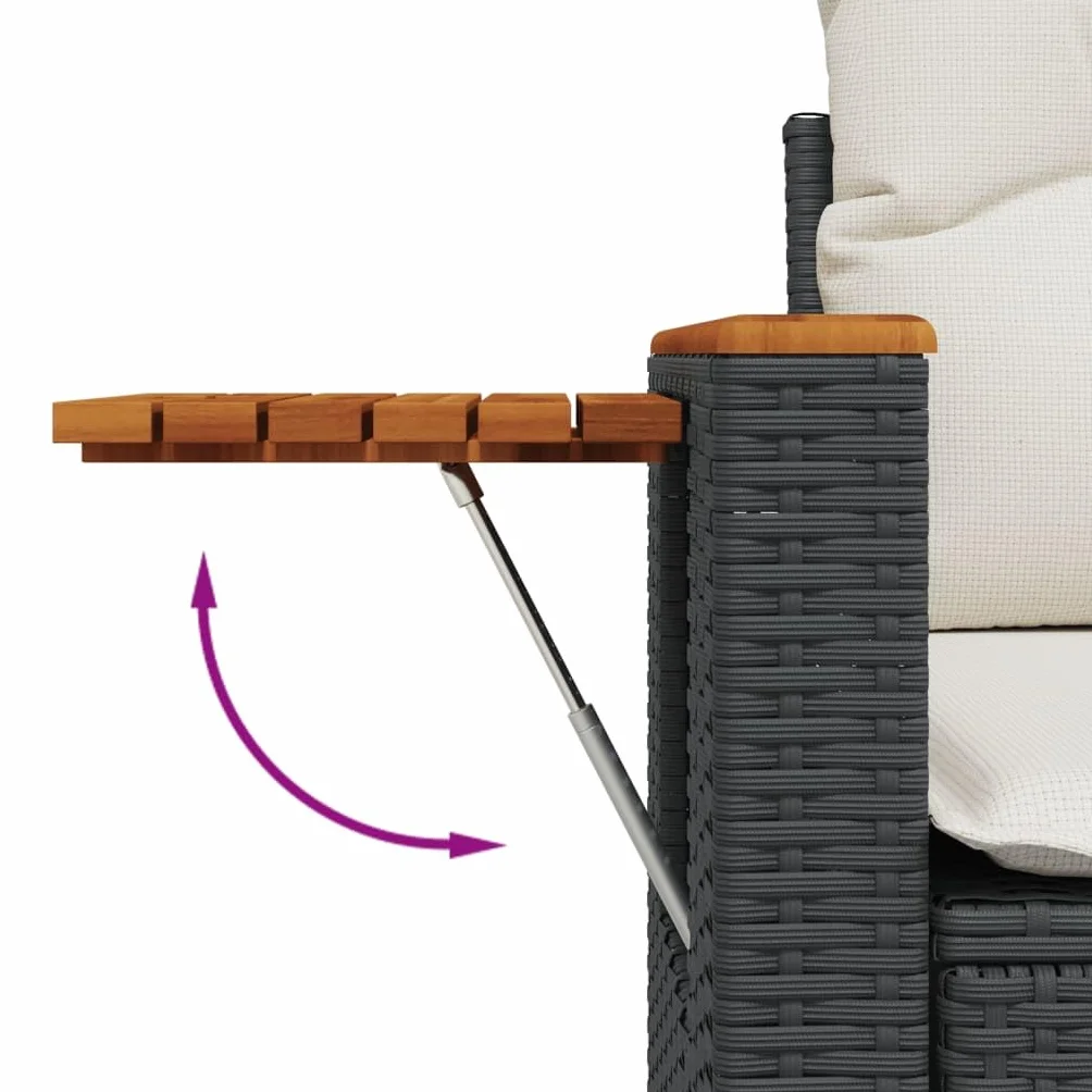 IKAYAA Divanetto da Esterno 2 Posti con Contenitore Divano da Giardino in Polyrattan Salotto da Giardino in Polyrattan Set da arredo per Esterno con Cuscini-Nero e Bianco-2 pz