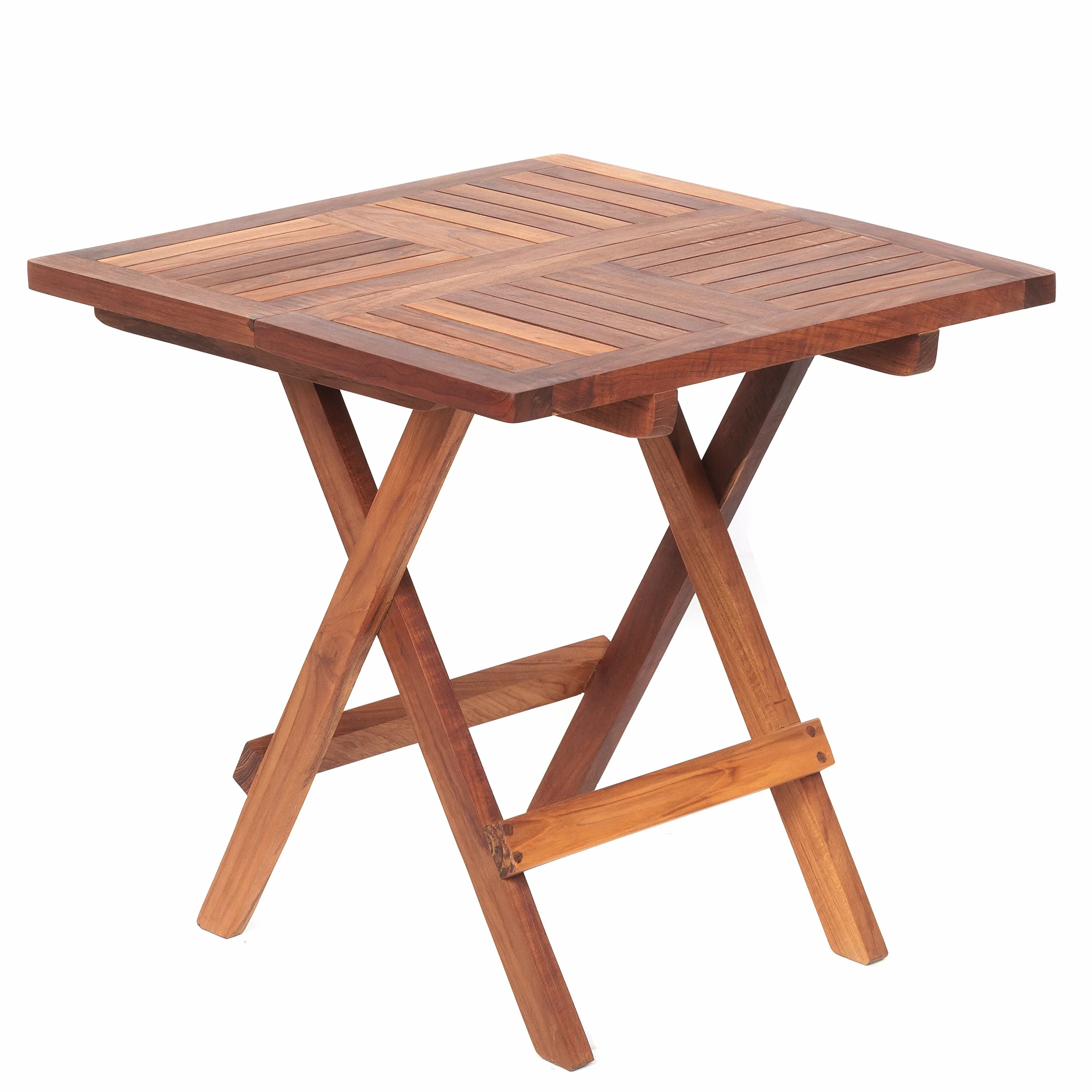 AsinoX TEK.602 - Tavolino pieghevole in teak, colore: marrone, 50 x 50 x 50 cm