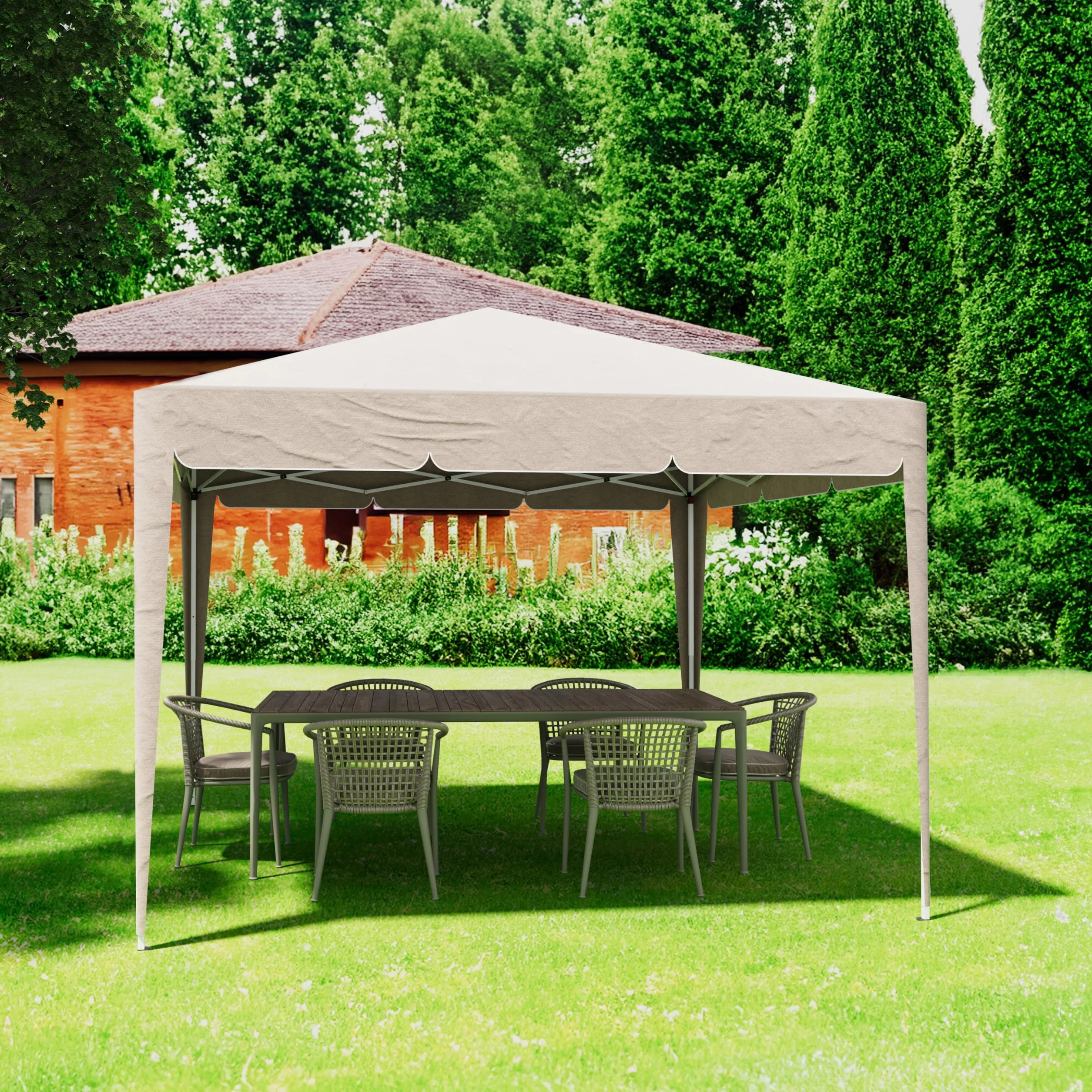 Gazebo Pieghevole 3x3m Idrorepellente Struttura Acciaio Copertura 160g/m² Tortora