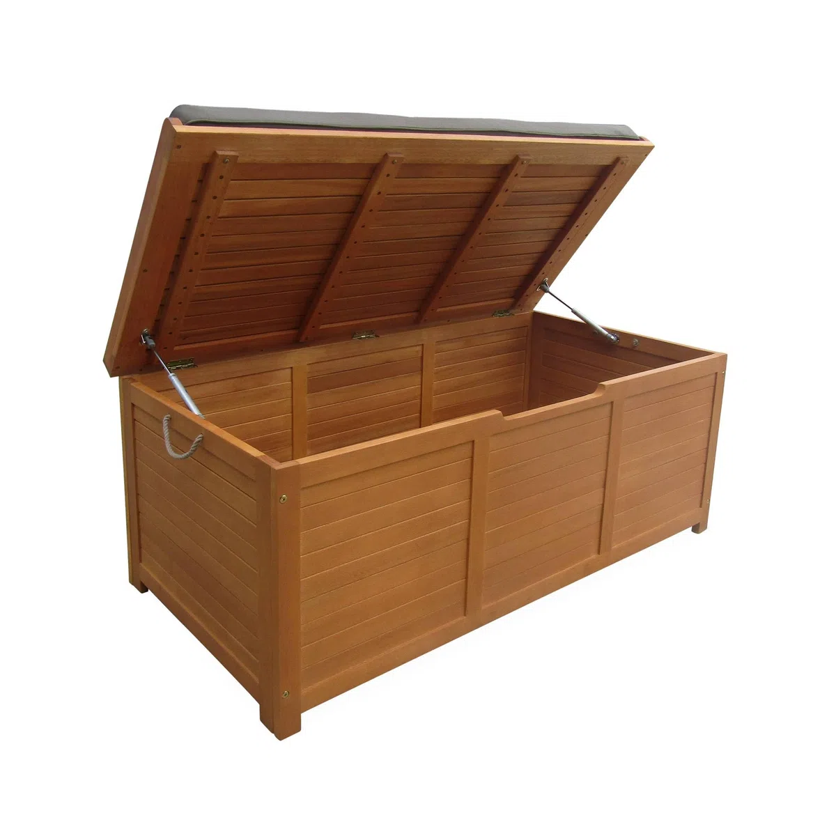 sweeek Cassapanca da Giardino in Legno 200L con martinetti Marrone Naturale - 125x60x96 cm