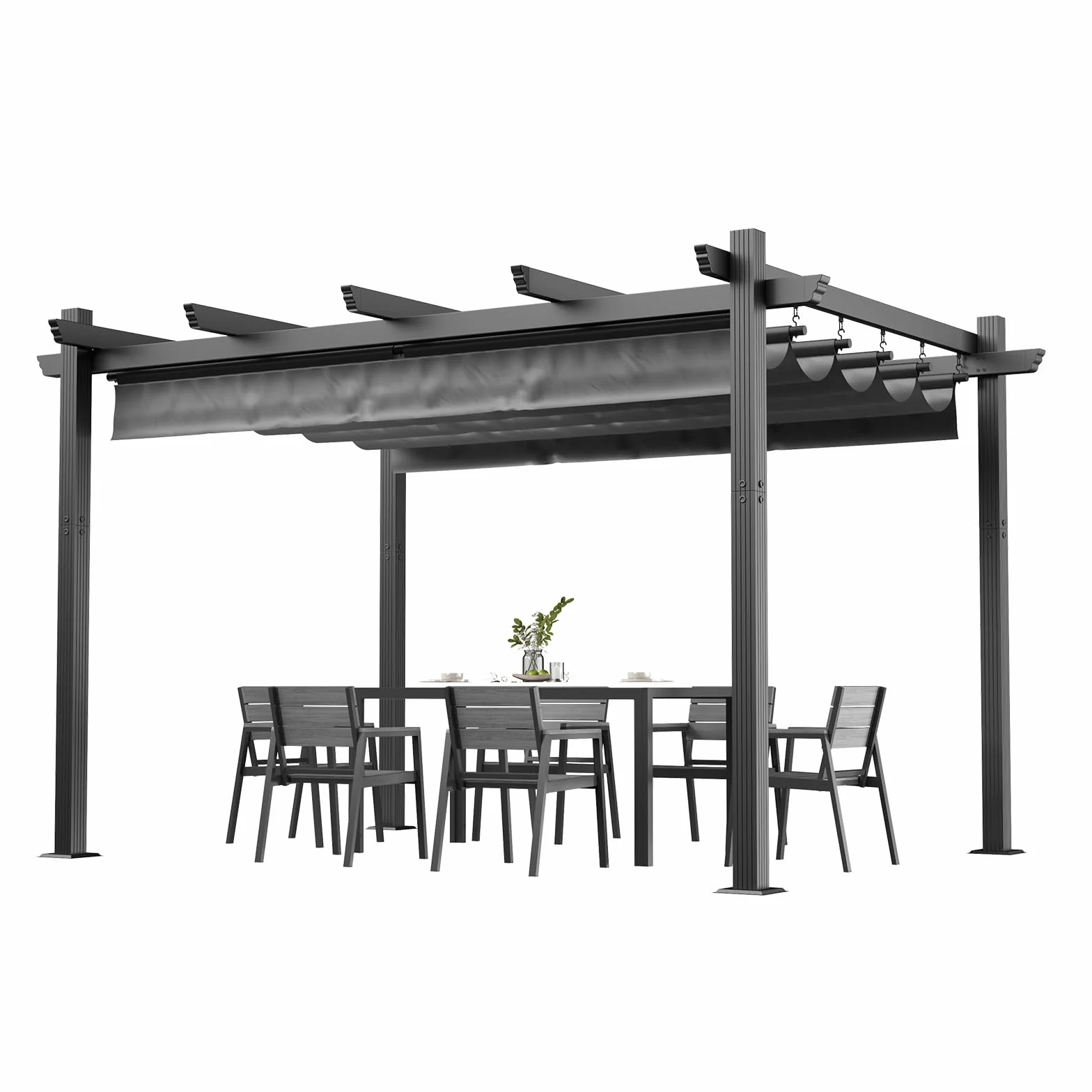 Devoko Gazebo Pergola 3x4, Pergolato Bioclimatico UV50+, Giardino Terrazzo, Nero