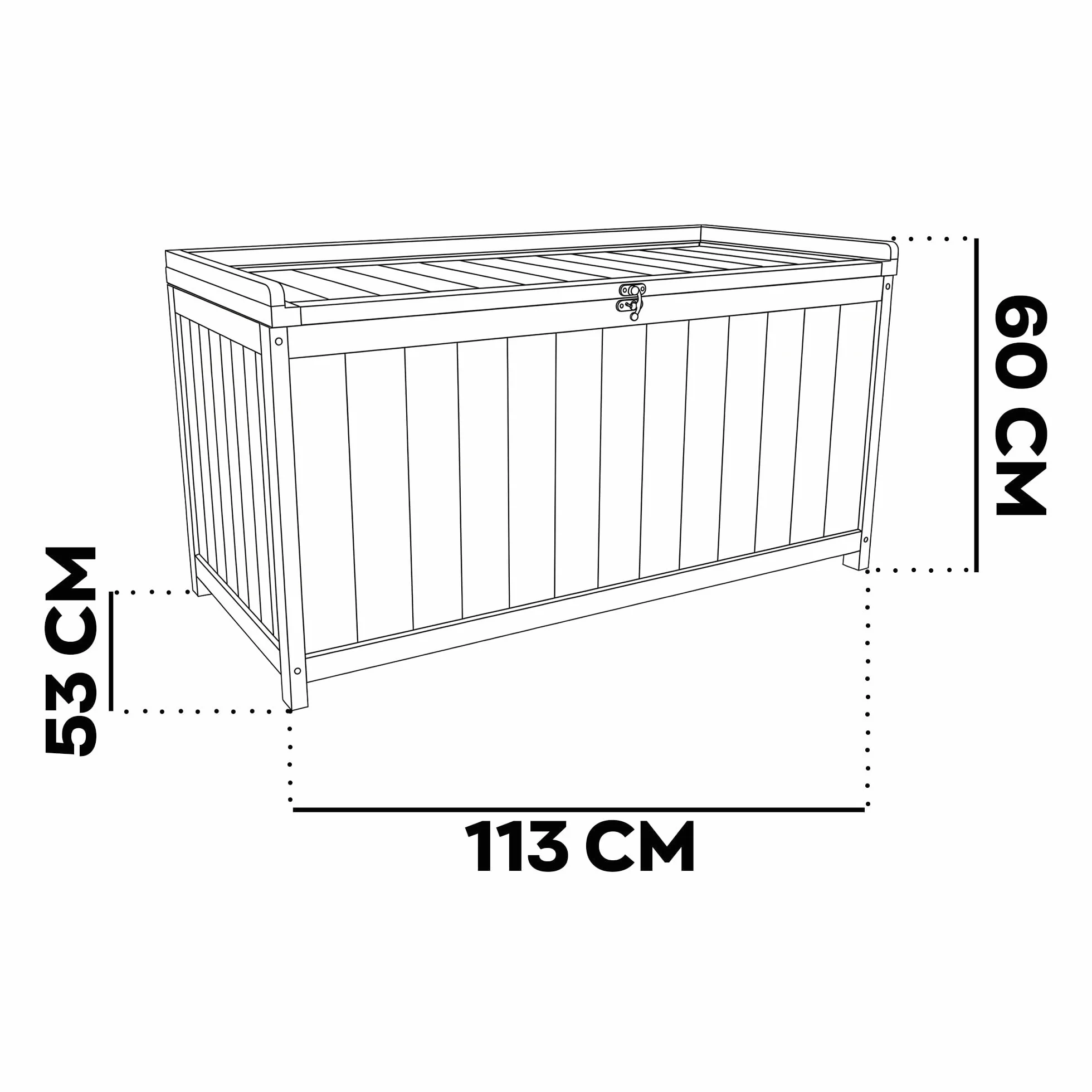 FRANKYSTAR® Cubo - Baule Panca da Giardino 113X60X53 cm da esterno contenitore lucchettabile portaoggetti in legno acacia teak