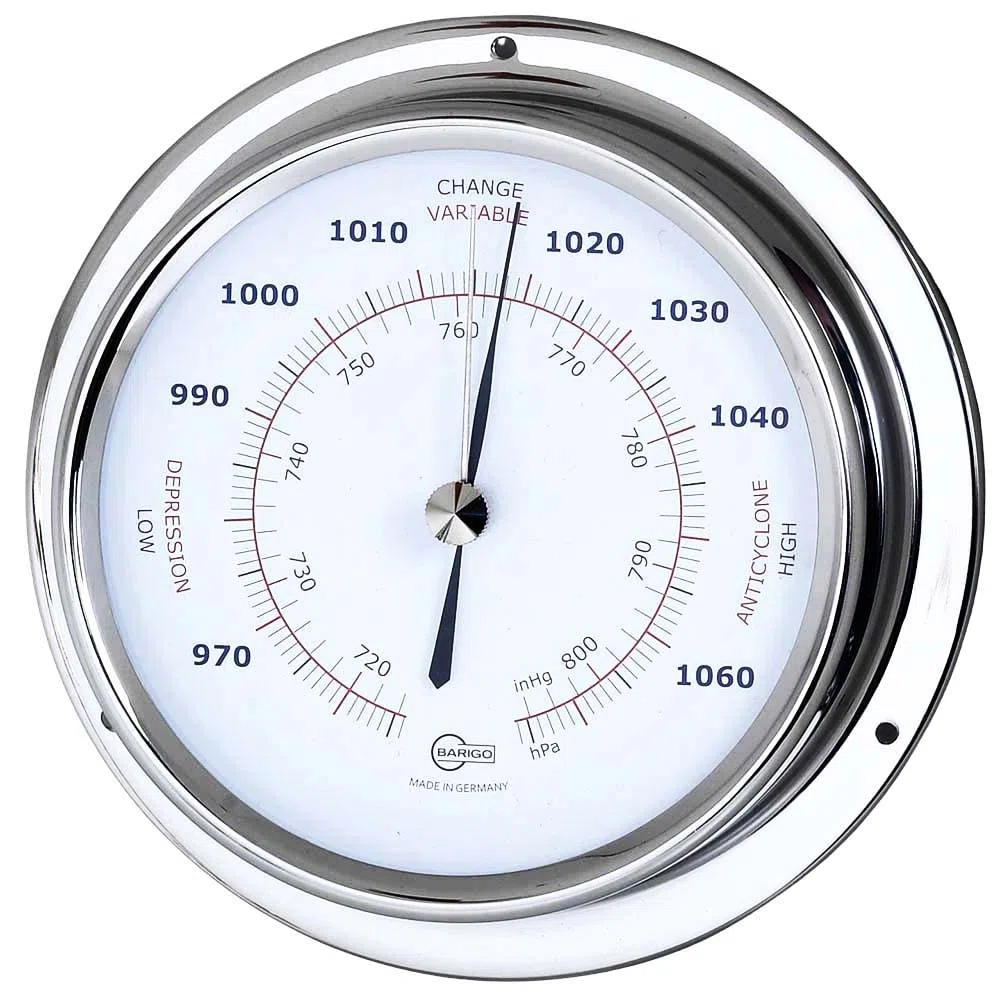 Barigo Barometro Regatta acciaio inossidabile, argento, 120 mm x 40 mm
