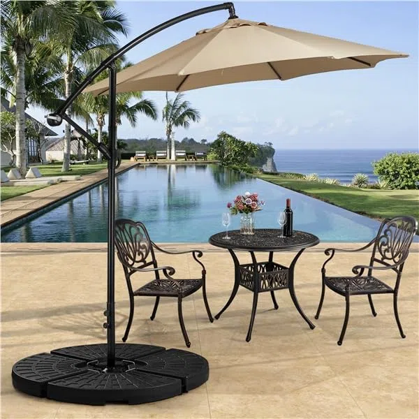 Yaheetech Base per Ombrellone Set 4 Pezzi Riempibile con Sabbia o Acqua 52L in HDPE per Esterno Giardino Veranda Nero