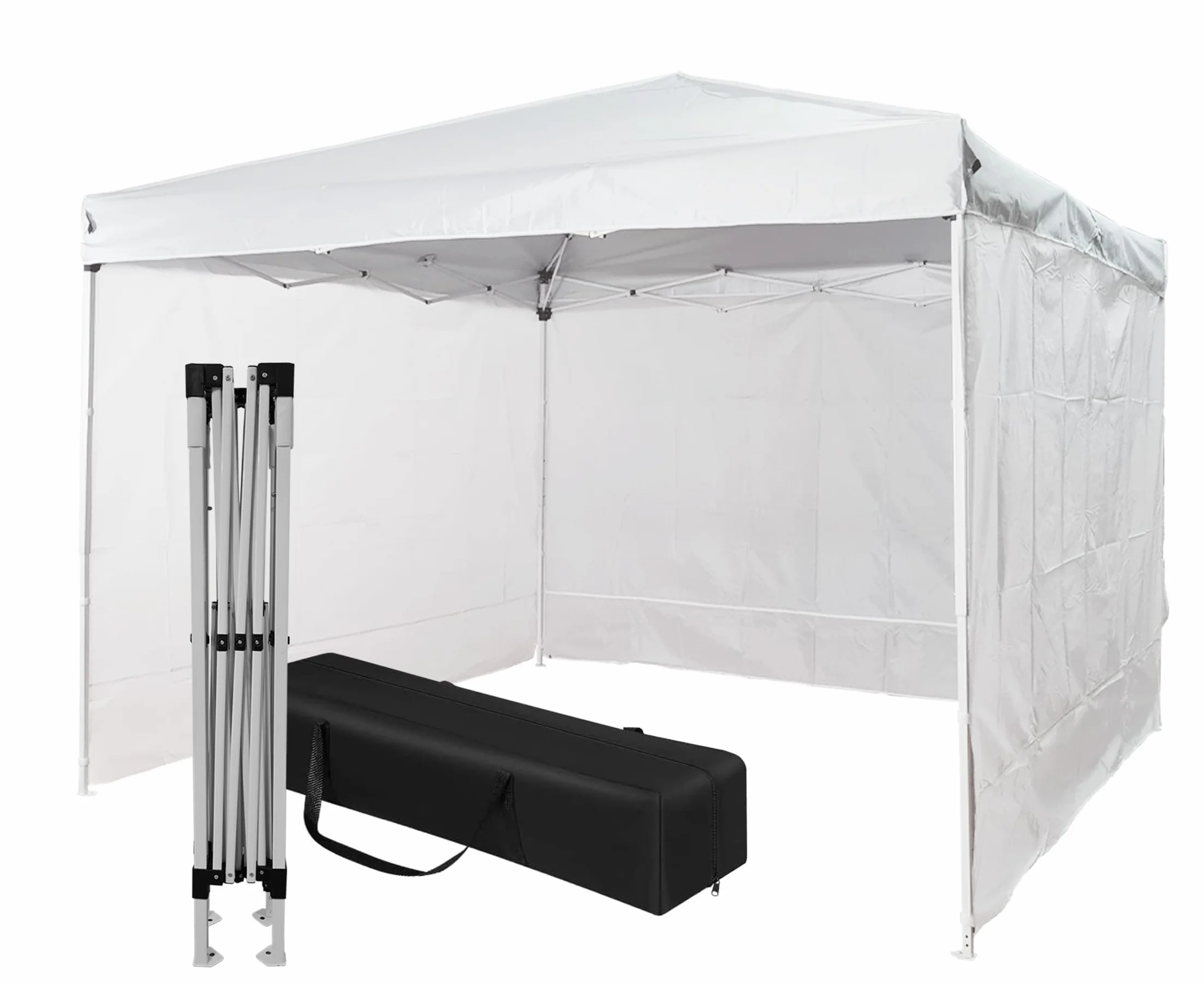 Gazebo Pieghevole Impermeabile 3x3 in Acciaio con 3 Pareti Laterali, Poliestere 160 gr/mq