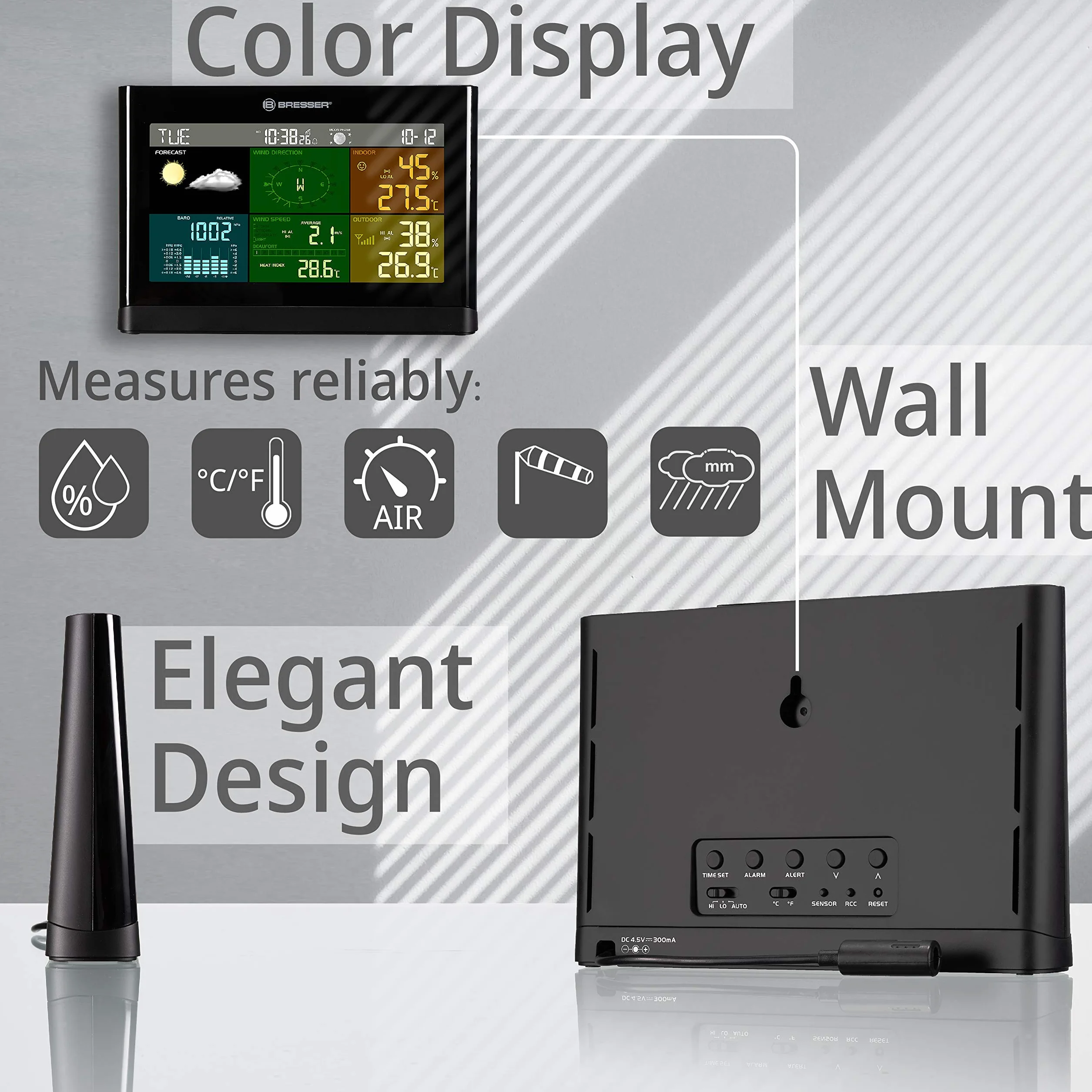 BRESSER 5-in-1 Stazione Meteo Display a Colori Nero