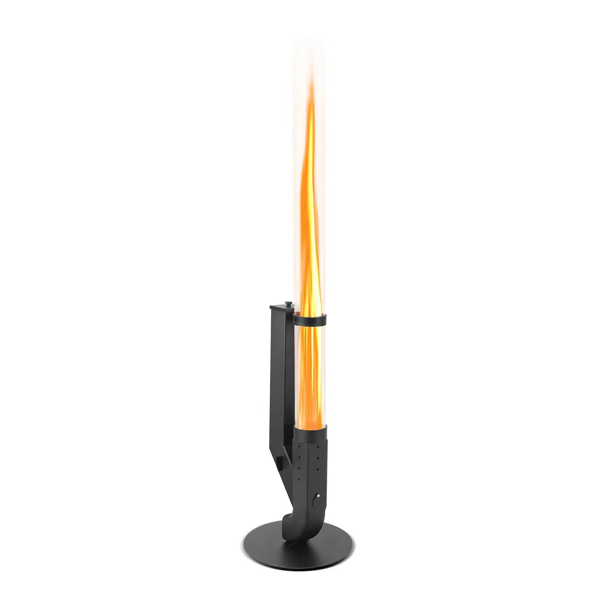 Bruciatore a pellet in acciaio nero 100 cm con vetro borosilicato, valvola combustibile regolabile
