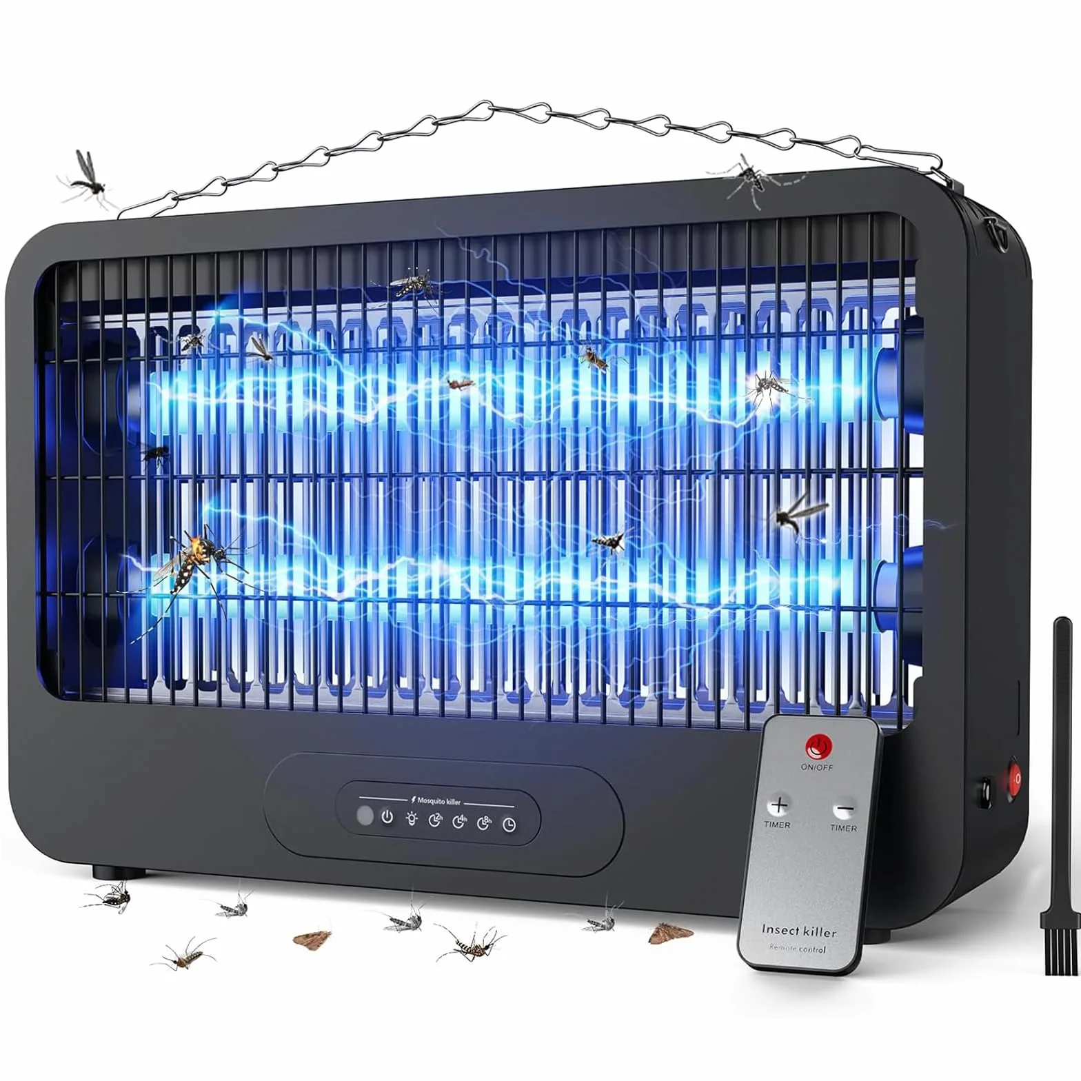 Lampada Antizanzare Elettrica, 3500V Zanzariera Elettrica da Esterno, 20W UV Zanzare Elettrico con Timer e Telecomando, Ecologica e Silenziosa, Adatta per Cucina, Camera Letto,Ufficio（100m²）
