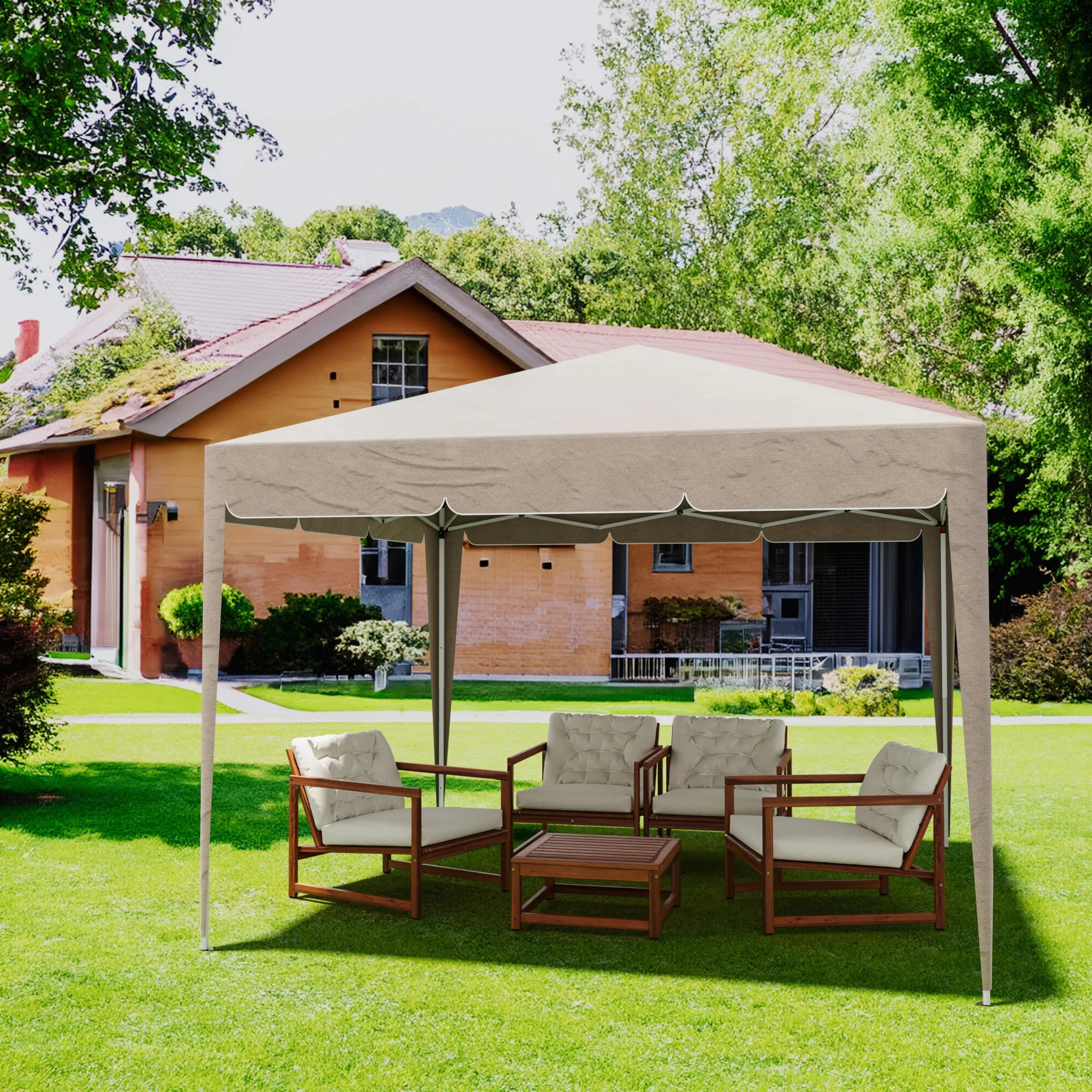 Gazebo Pieghevole 3x3m Idrorepellente Struttura Acciaio Copertura 160g/m² Tortora