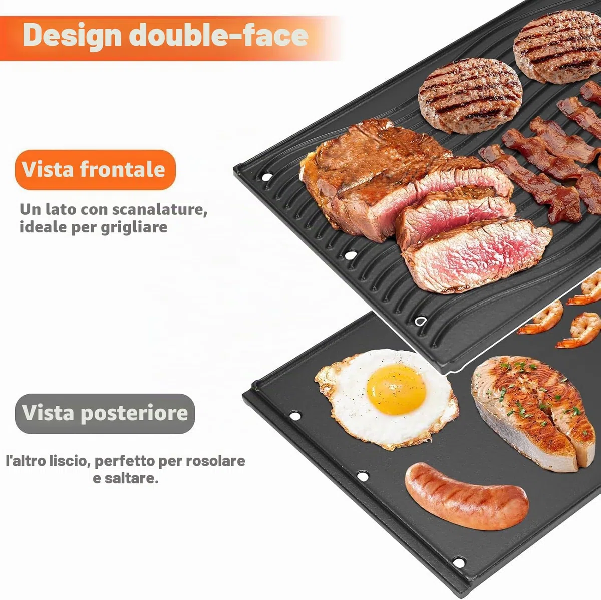 GFTIME 45 x 29,2 cm, piastra in ghisa di alta qualità per Napoleon Rogue 425 525 625, Freestyle, piastra in ghisa per rösle videro G3-s, piastre per barbecue Enders Uniq 3 ik Cruster, per Weber Spirit