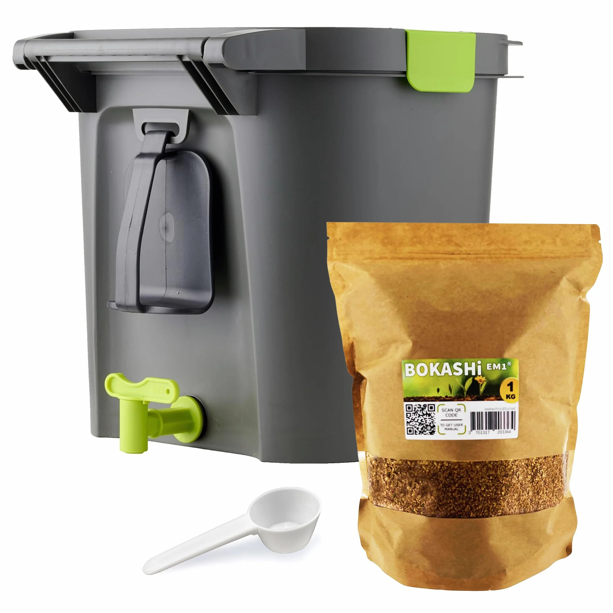 Bokashi Comfort 14 Litri Compostiera Organica con Compattatore e Attivatore Fermentazione 1 kg Kit Completo