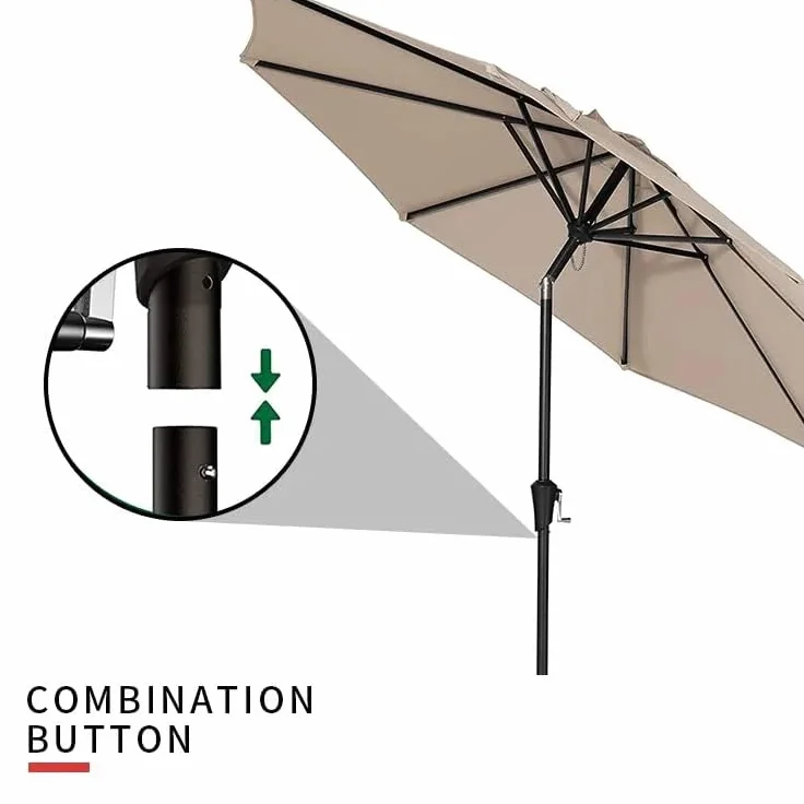 Arreditaly Parasole Ombrellone Da Giardino Inclinazione Regolabile A Manovella Anti UV Impermeabile