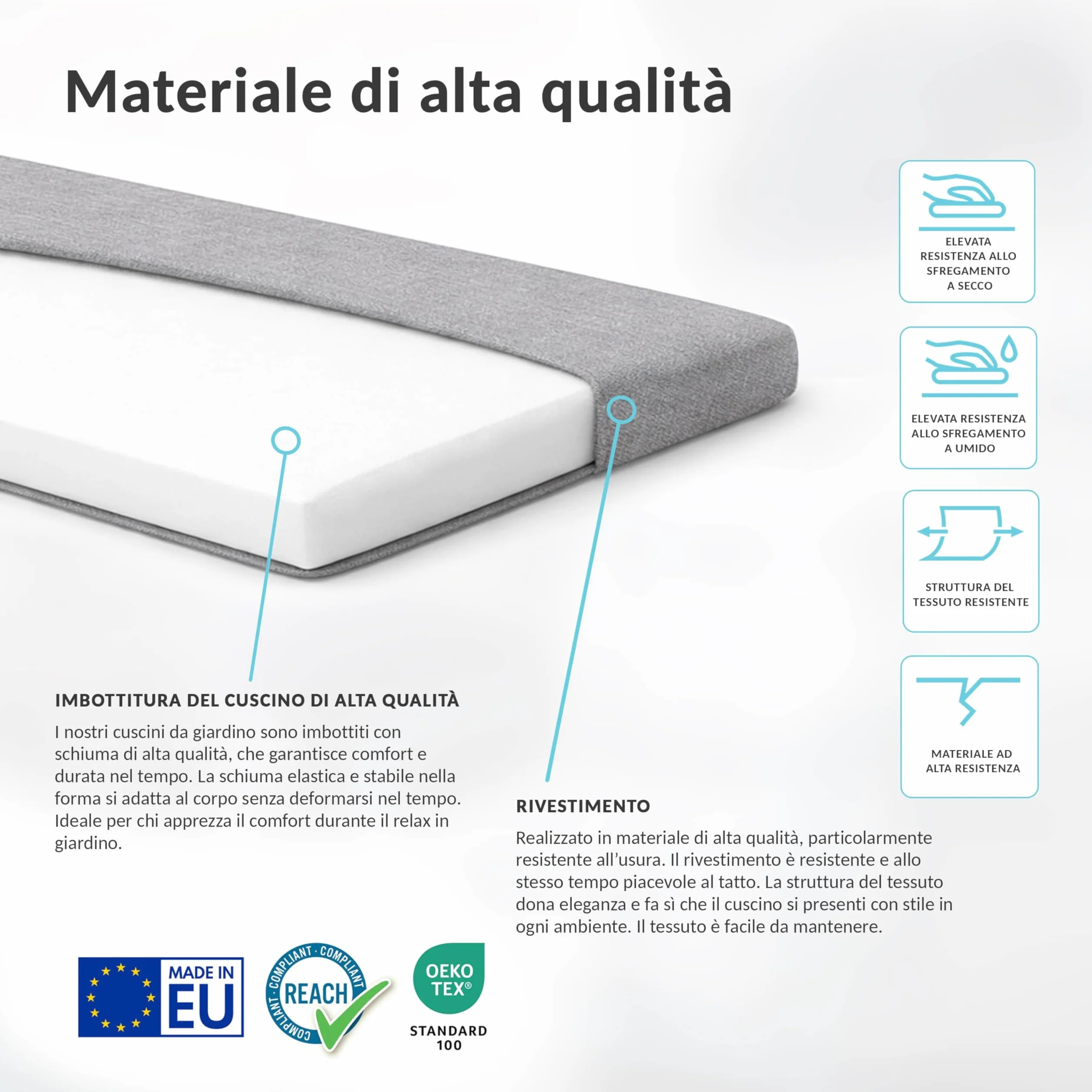 POKAR Cuscino per Panca 110x50 cm | Sfoderabile con Lacci Antiscivolo | Seduta per Panchina, Panca da Giardino, Dondolo, Sedia | Interno ed Esterno | OEKO-TEX | Prodotto nell'UE | Marrone