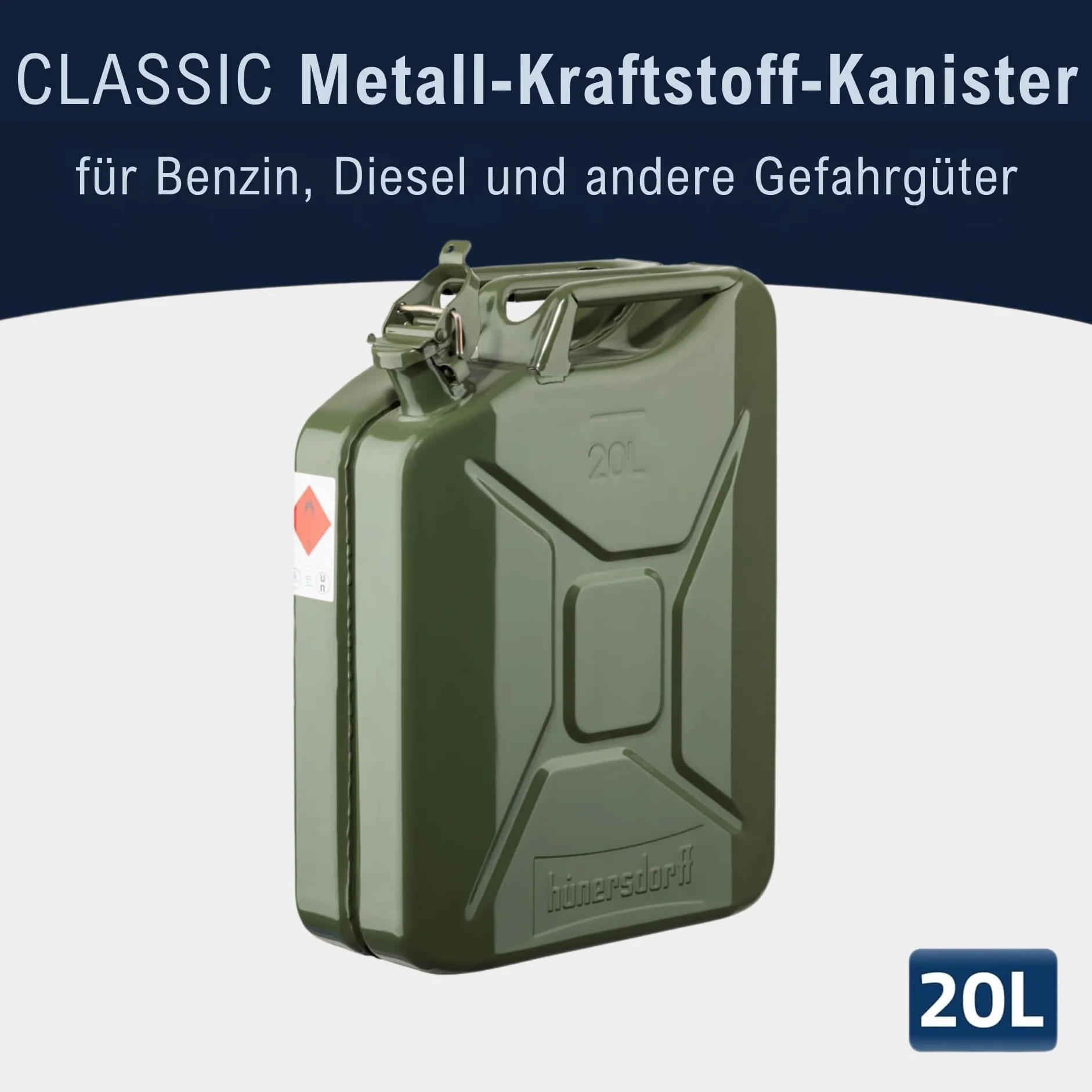 Hünersdorff Tanica Carburante in Metallo Classic 20 Litri Verde Oliva