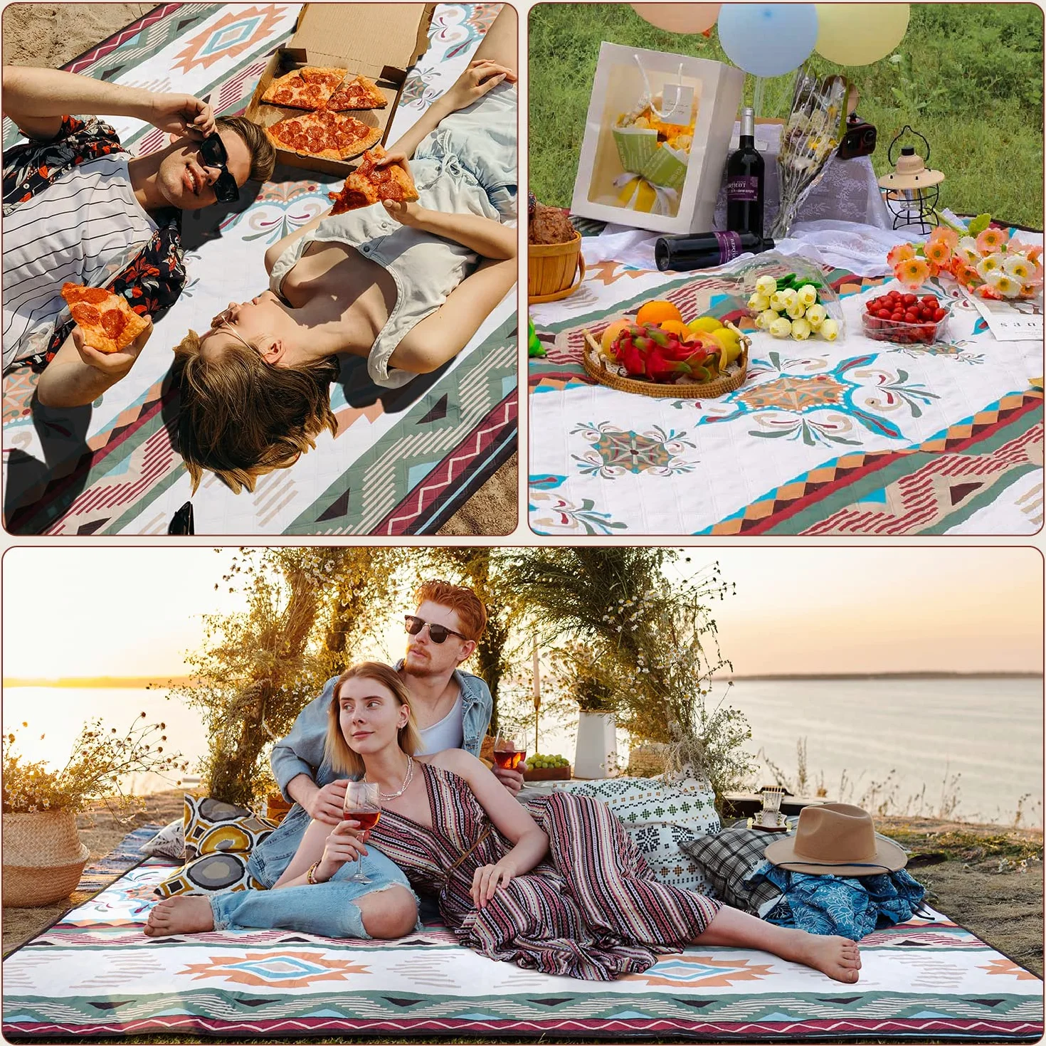 LARUTAN Coperta Picnic Impermeabile 200x200 cm Antisabbia Ultraleggero Stuoia Spiaggia