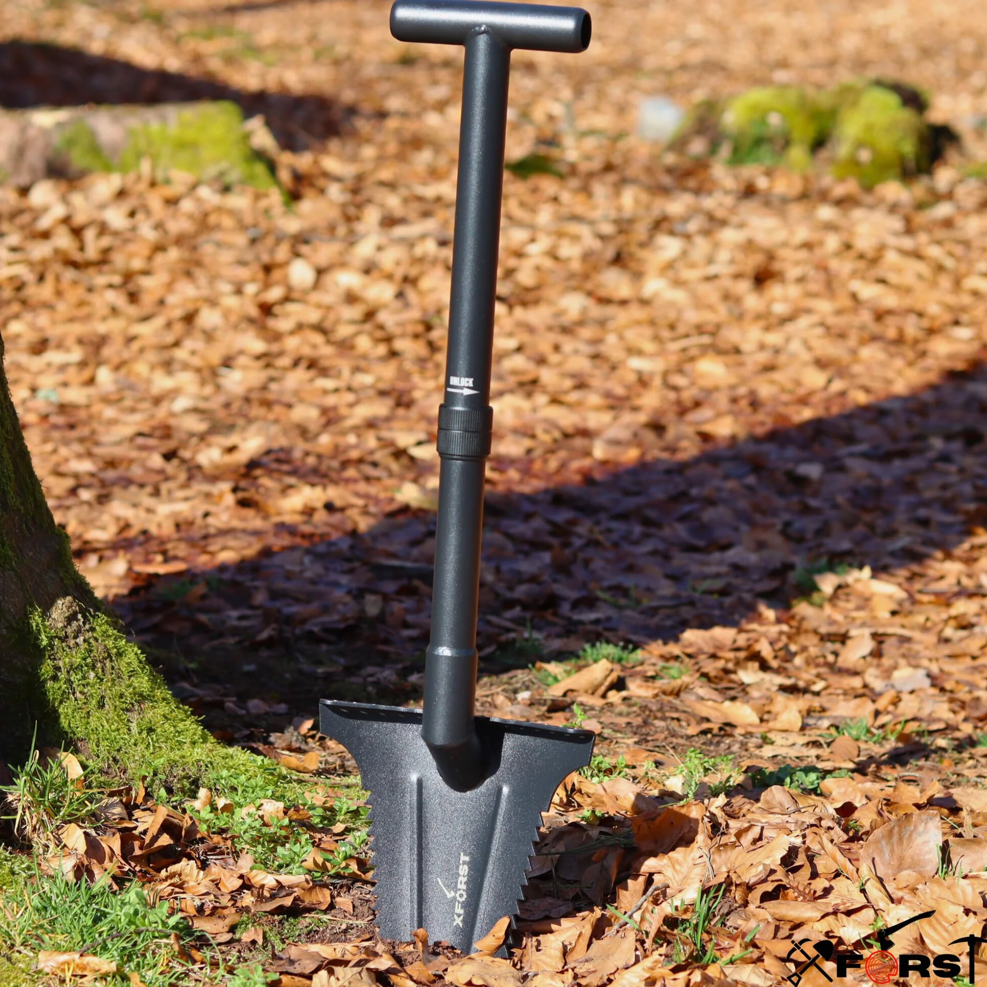 forst X-SZ2 - Pala robusta, ideale per giardinaggio e prospezione. 72 cm, 1,66 kg, lama trapezoidale affilata con denti laterali per giardinaggio, rimozione radici