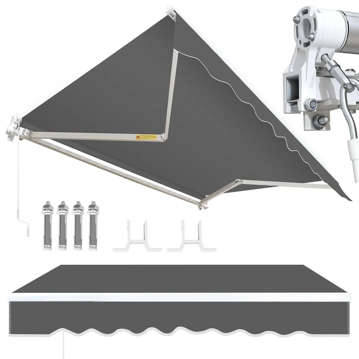 Tenda da sole 350x300 cm manuale a bracci articolati anti-UV impermeabile alluminio poliestere