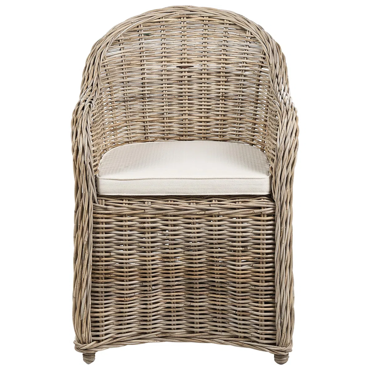 Beliani Poltrona da giardino in rattan naturale con cuscini in cotone bianco