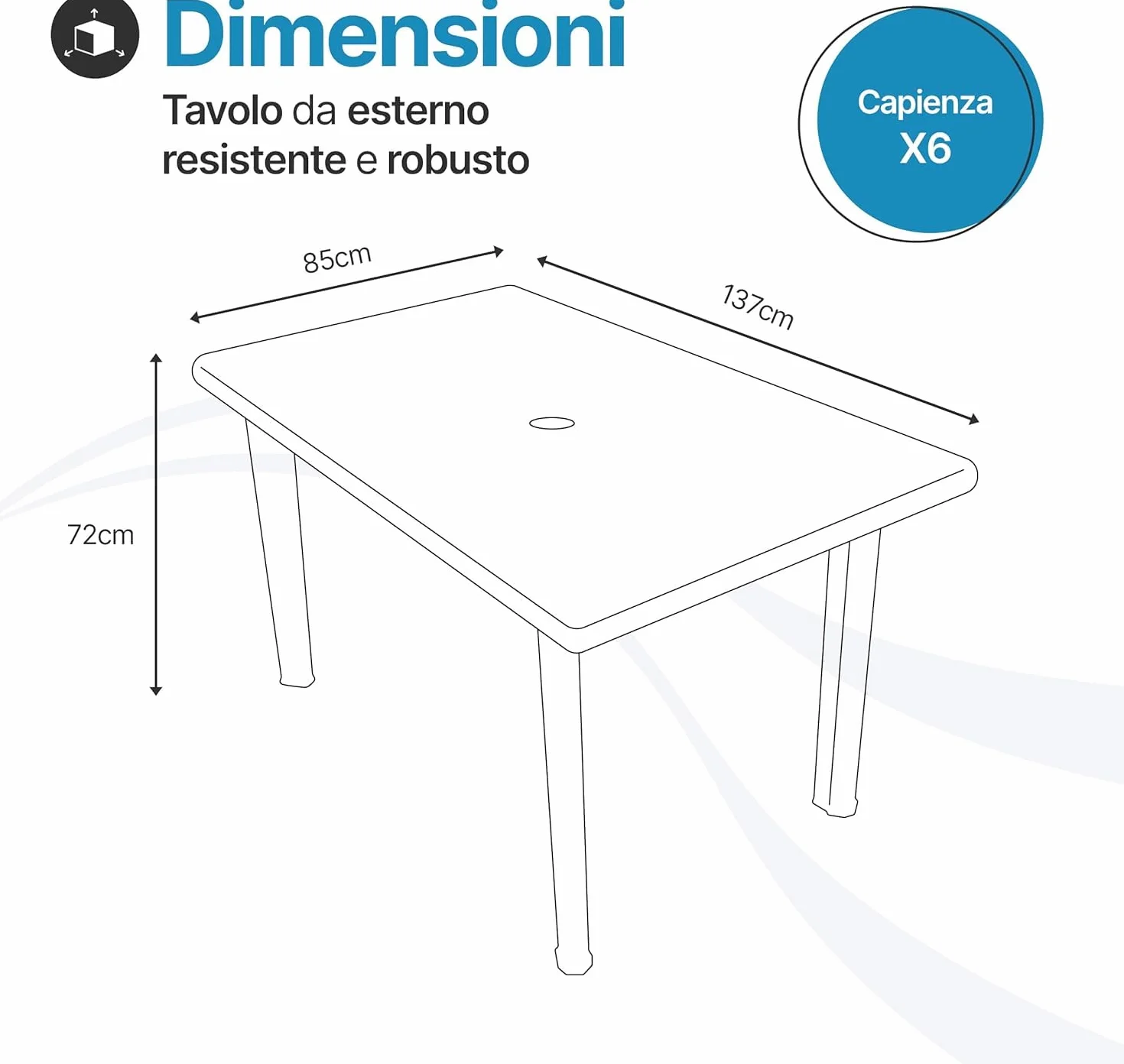 Tomaino Set Tavolo e Sedie da Esterno 6 Posti Plastica Impilabili Antracite