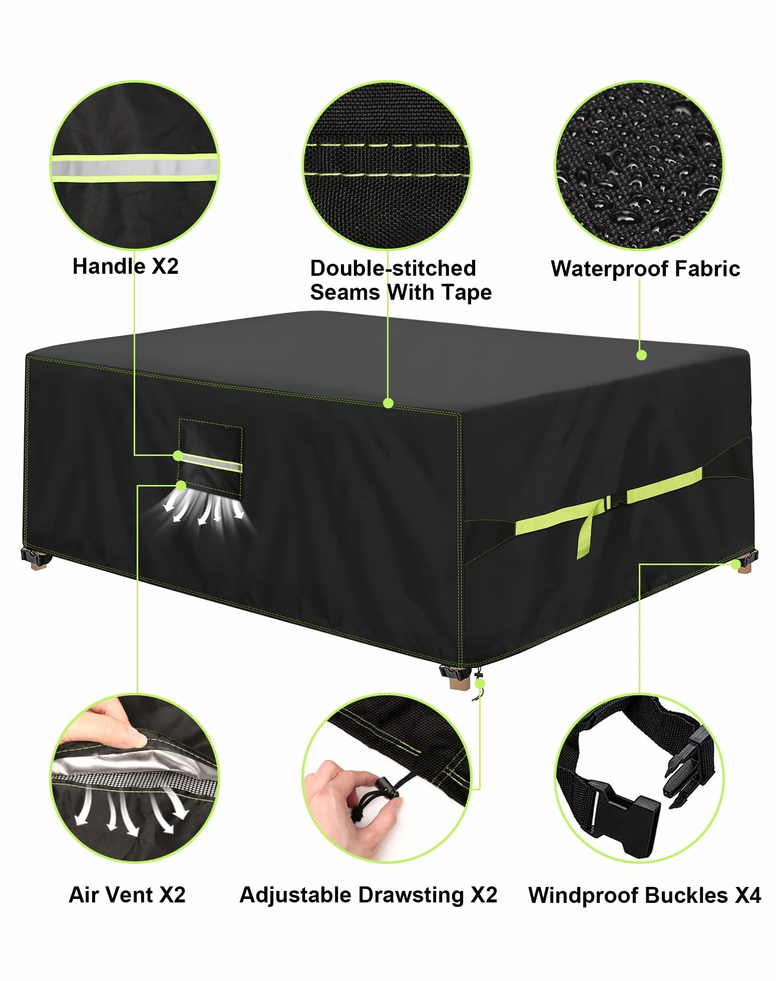VDISRR Copertura Tavolo Esterno Impermeabile 220x110x70cm, 420D Resistente Tessuto Oxford Copertura Per Mobili da Giardino con Sfiato d'Aria Telo Esterno Antivento, Anti-UV, Antipolvere