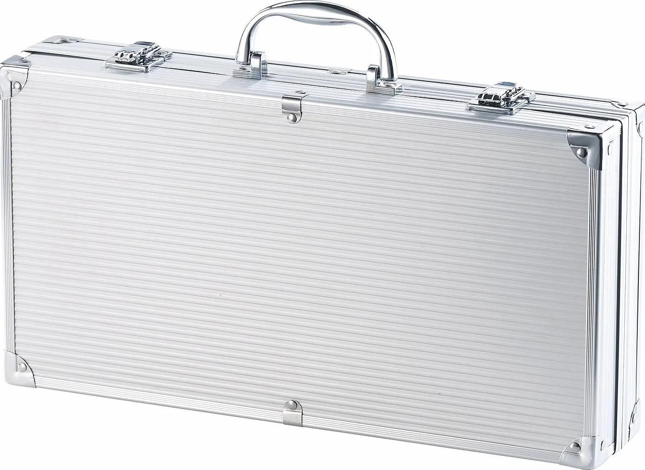 Rosenstein & Söhne Giardino e Giardinaggio Set 14 Pezzi Barbecue Utensili Acciaio Inossidabile Valigia Alluminio Spazzola Pulizia Grill