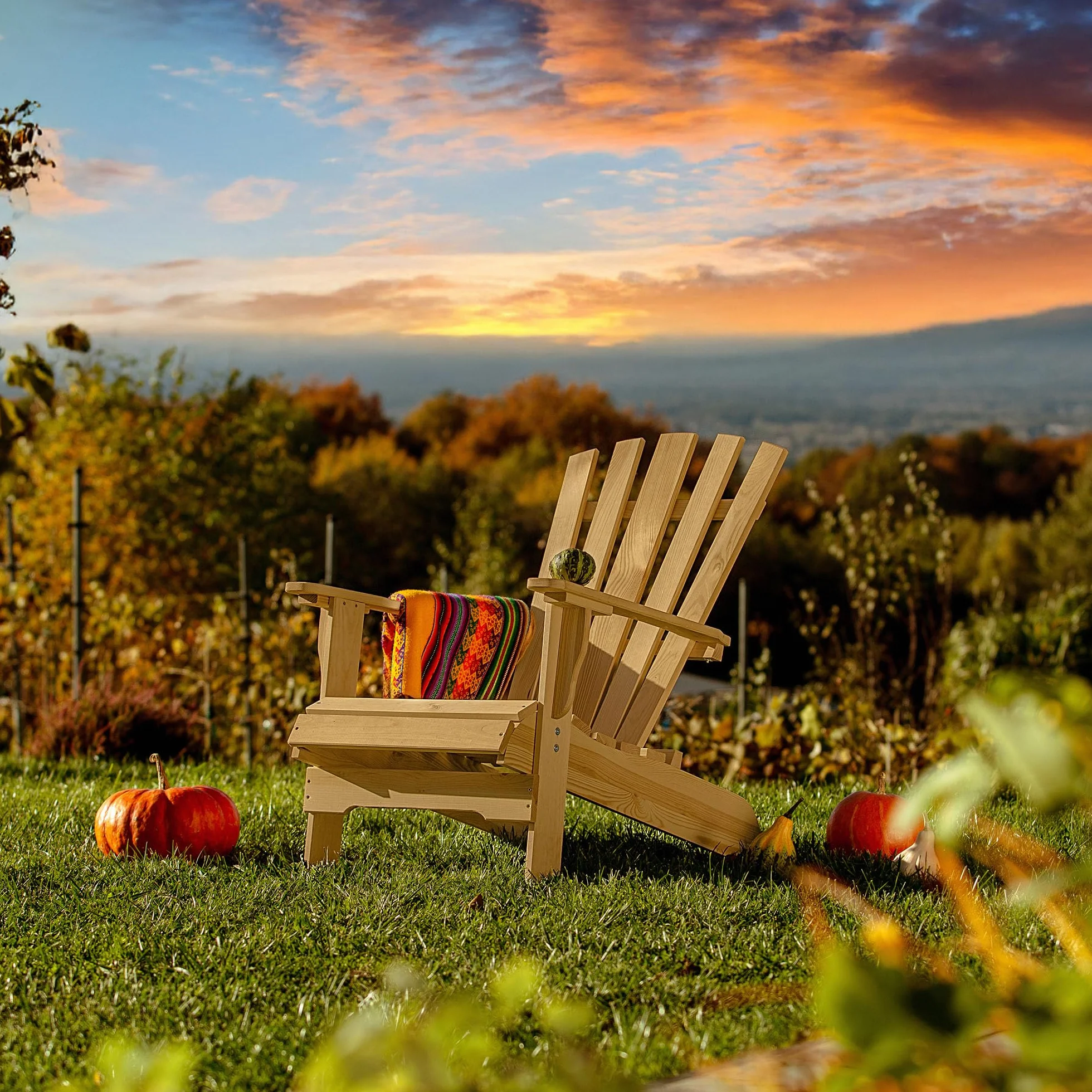 KADAX Adirondack - Sedia da giardino in legno, con schienale alto e braccioli, sedia relax, per esterni, in legno (scuro)
