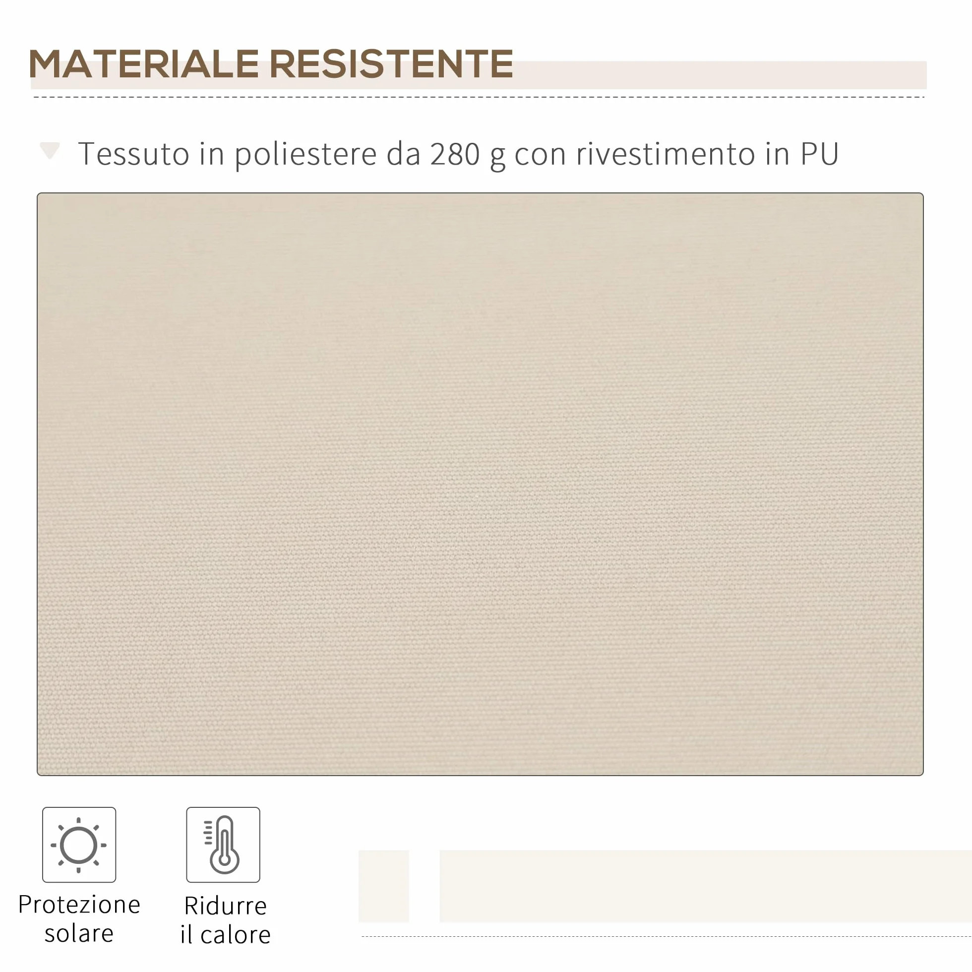 Outsunny Tenda da Sole 3.5x2.5 m Braccio Avvolgibile Manovella Alluminio Poliestere 280 g/㎡ UV30+ Crema