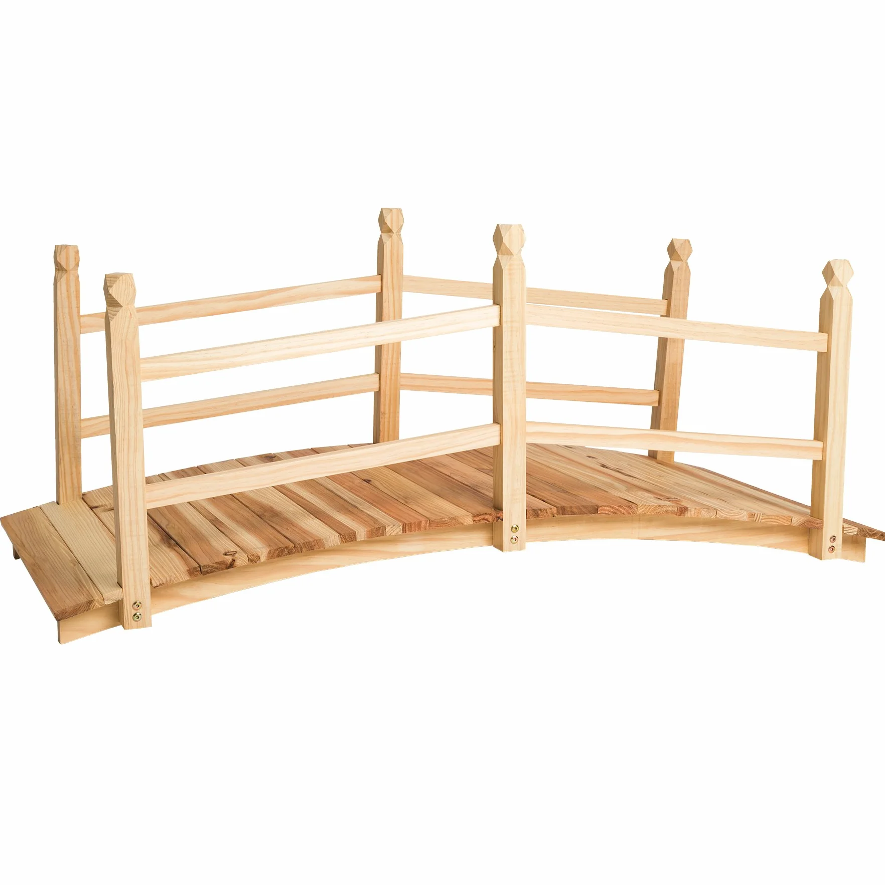 tectake® Ponte da Giardino con Ringhiera in Legno 137x58x58cm, Ponticello Esterno capacità Max 150 kg, Passerella Design arcuato, Decorazioni in Legno, Ideale Arredo Giardino, Laghetto - Marrone
