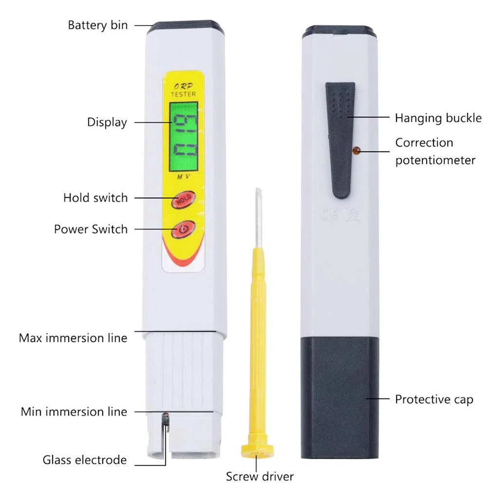 Test ORP, misuratore redox digitale, penna tester per livelli d'acqua, 1999mV - 1999mV, per sorgente d'acqua, acquario, coltura spa, piscina