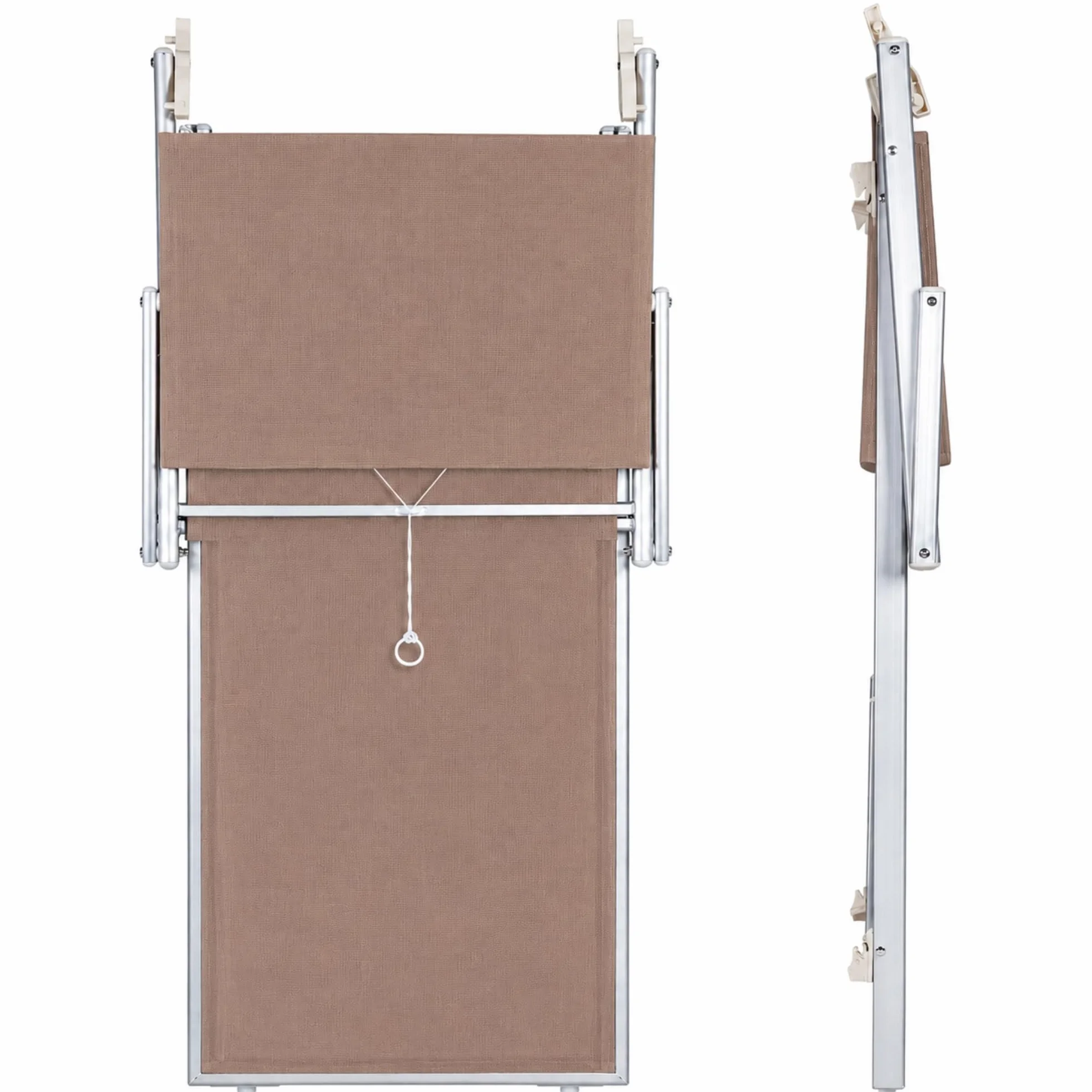 SUNNY STAR LETTINO CON PARASOLE IN TEXTILENE 186x61x38cm STRUTTURA IN ALLUMINIO TORTORA