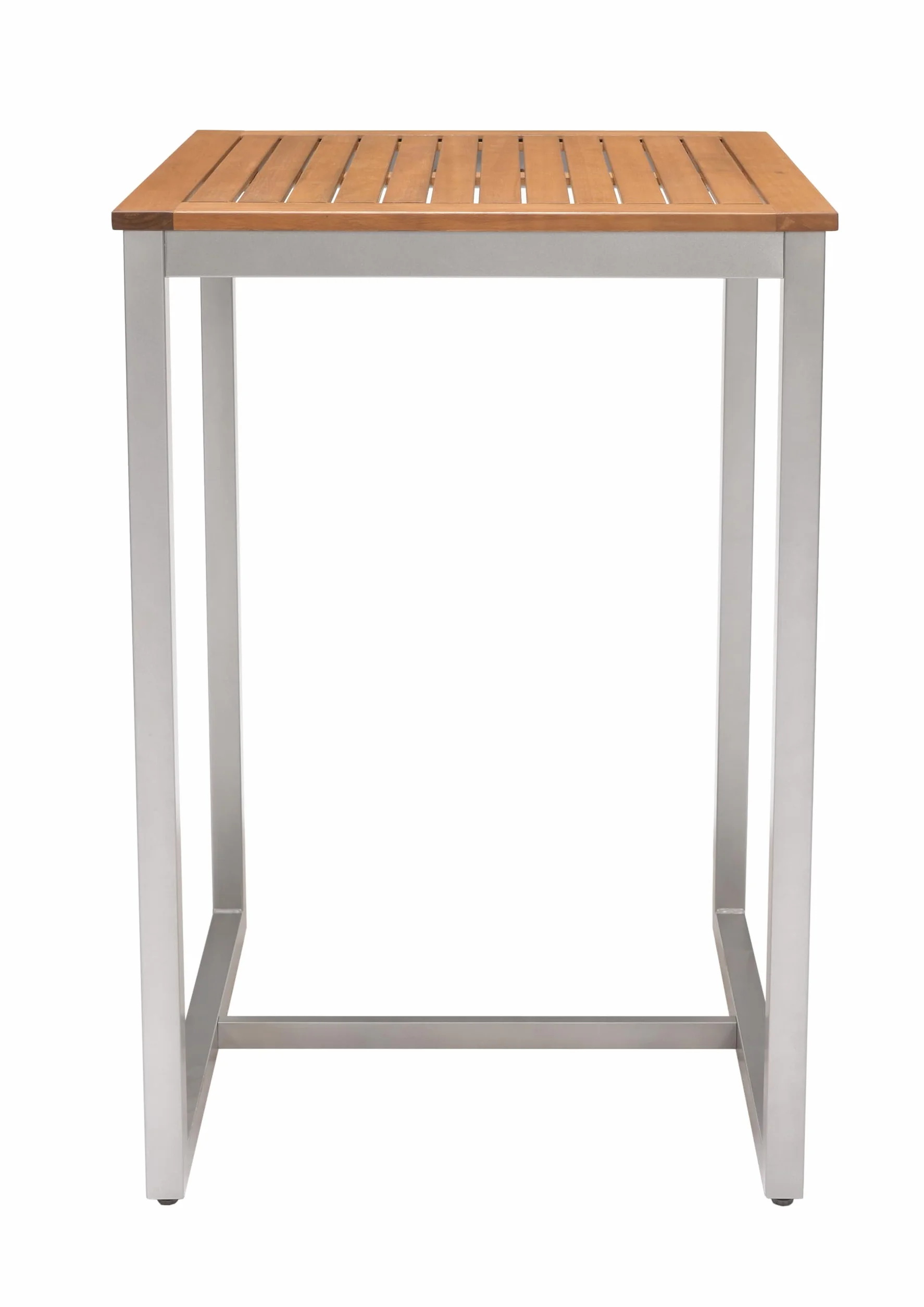 METRO Professional Tavolo alto da Bar Lynx, Alluminio/Eucalipto, 70 x 70 cm, con Anello Antifurto, per 2 Persone, Tavolo da esterno, Quadrato, Marrone/Grigio