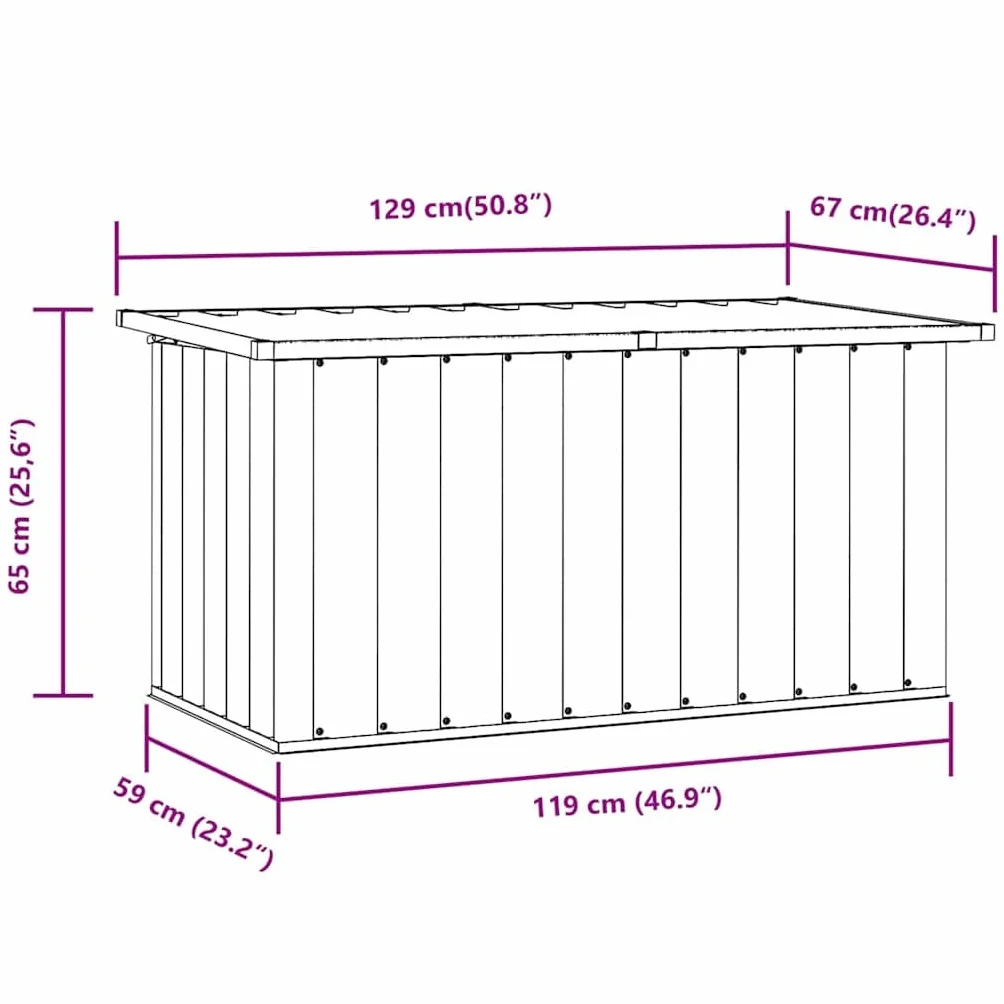 vidaXL Baule da Giardino Grigio 129x67x65 cm