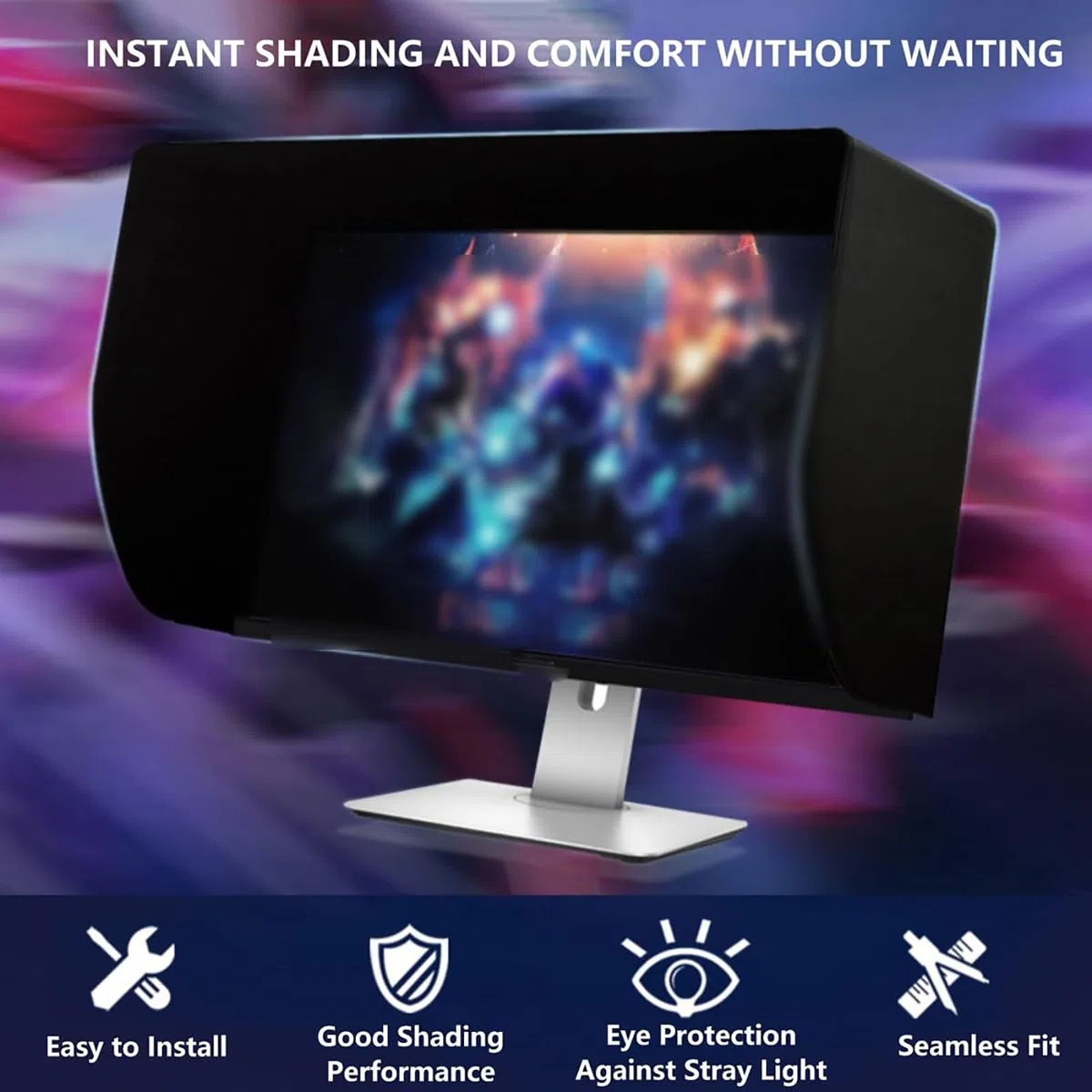 Paraluce in Pelle Per Monitor (19-32 Pollici), Universale + Copertura Su Tutti I Lati, Regolabile + Visiera Parasole ,(27E/28in (Ultra-Narrow Bezel))