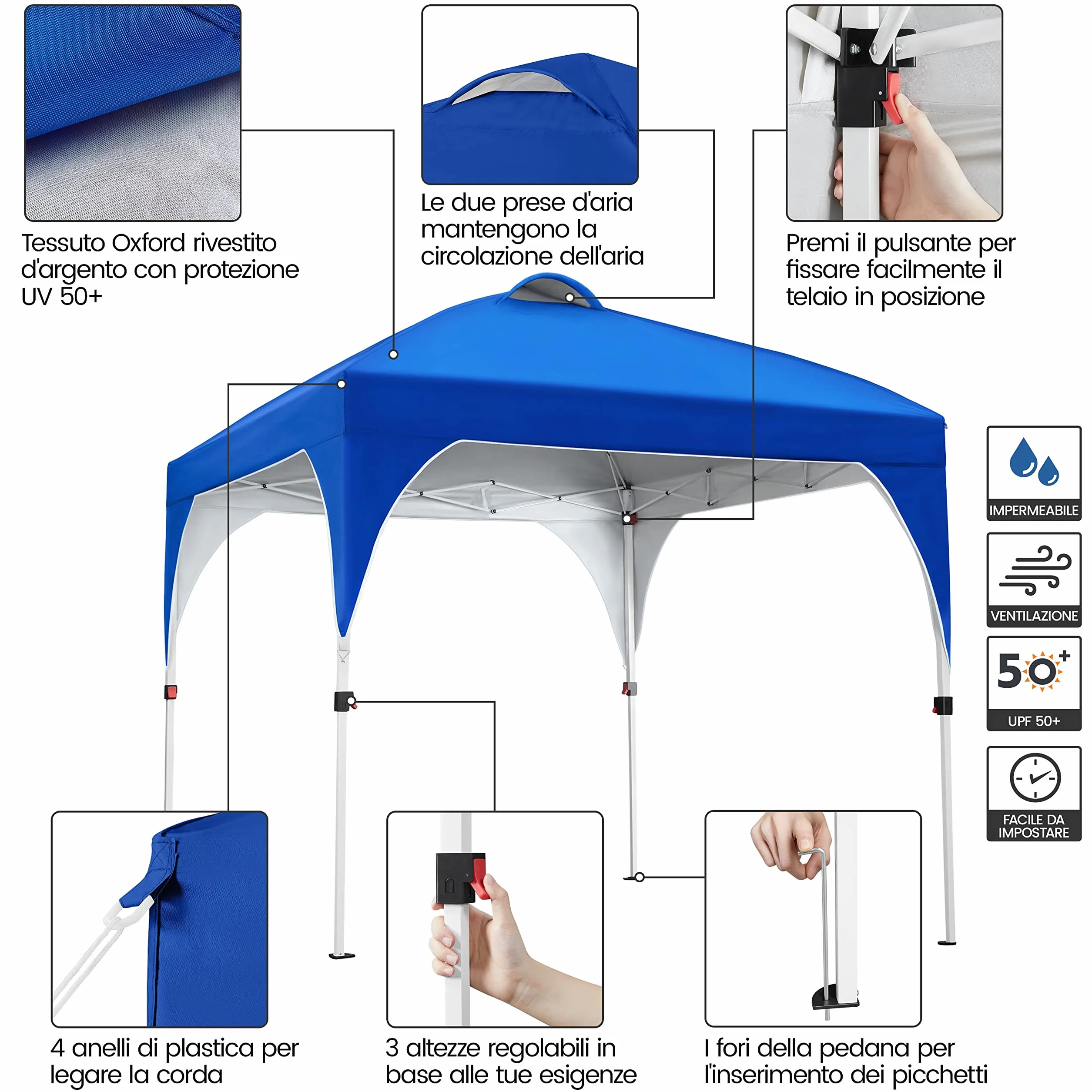 Yaheetech Gazebo Giardino 3x3 M Impermeabile Pieghevole Tendone Ferro Tela Oxford Beige