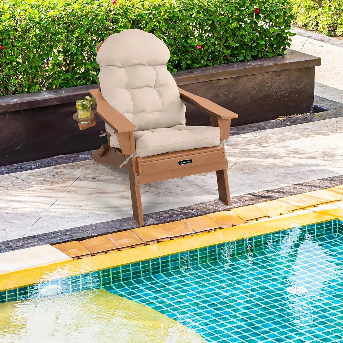 Cuscino di Sedia Adirondack Impermeabile, Cuscino per Patio per Esterni, Grigio Chiaro