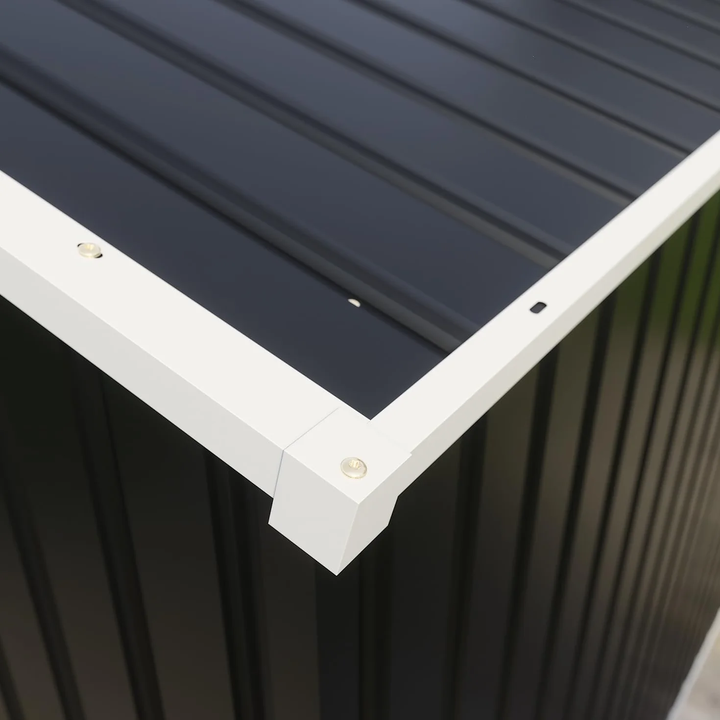 Casetta Da Giardino In Acciaio Zincato 2,56x2,56xh2,16m, 6,55mq, Deposito Attrezzi con Tetto Spiovente, Porta Battente (Nero)