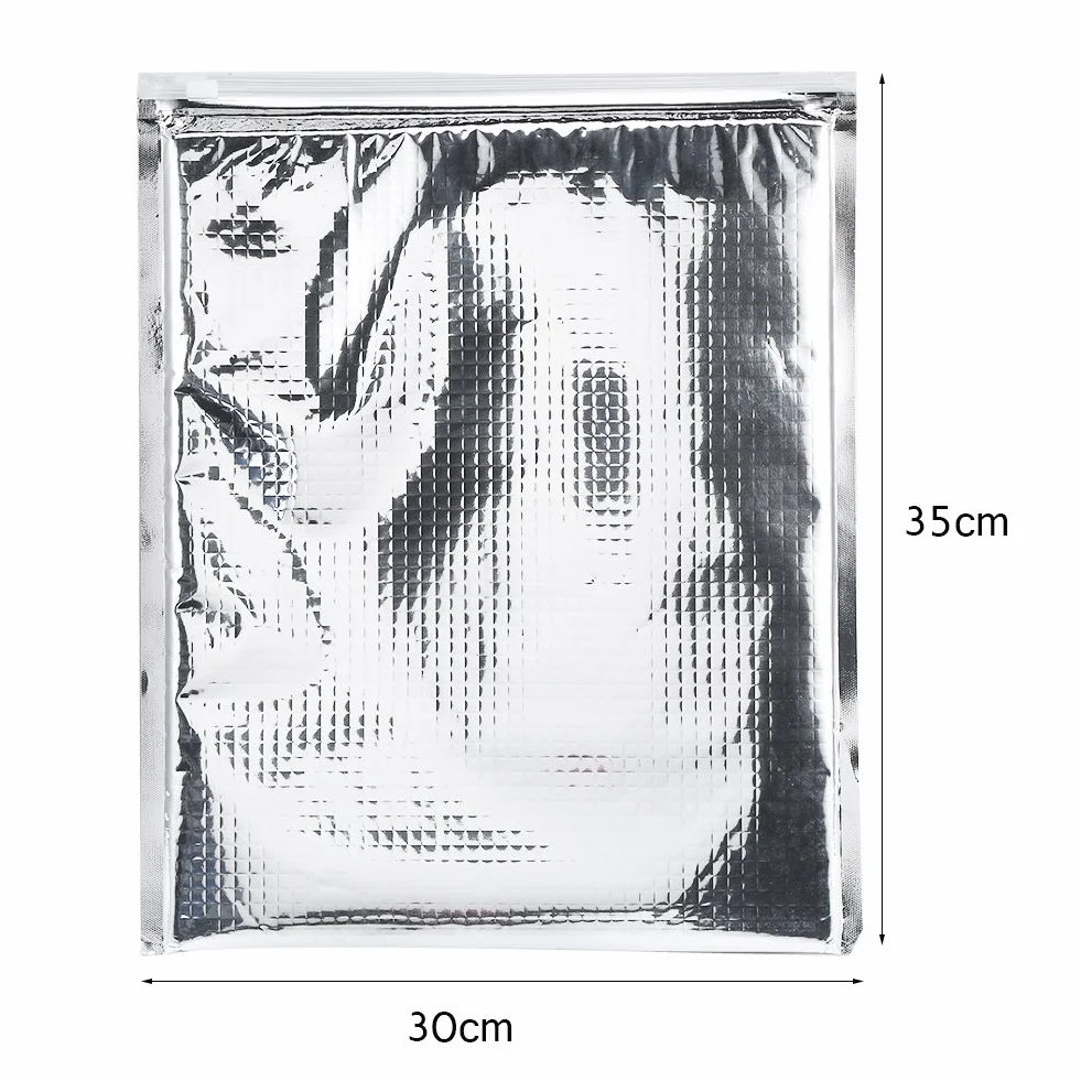 Borse isolate termiche alluminio autosigillanti spesse 30x35 cm set 5 pezzi argento