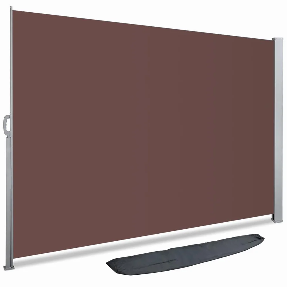 Tenda Paravento Laterale Riavvolgibile Antivento Protezione Privacy 180 x 300 cm Marrone Scuro
